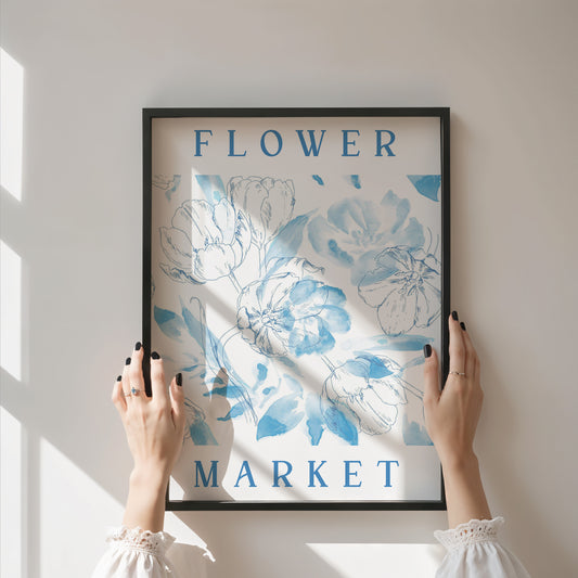 Blue Flower Market Print