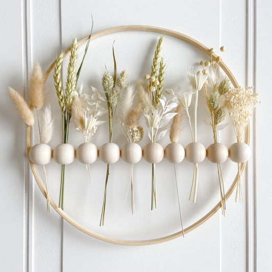 Dried Flowers Wood Bead Wreath