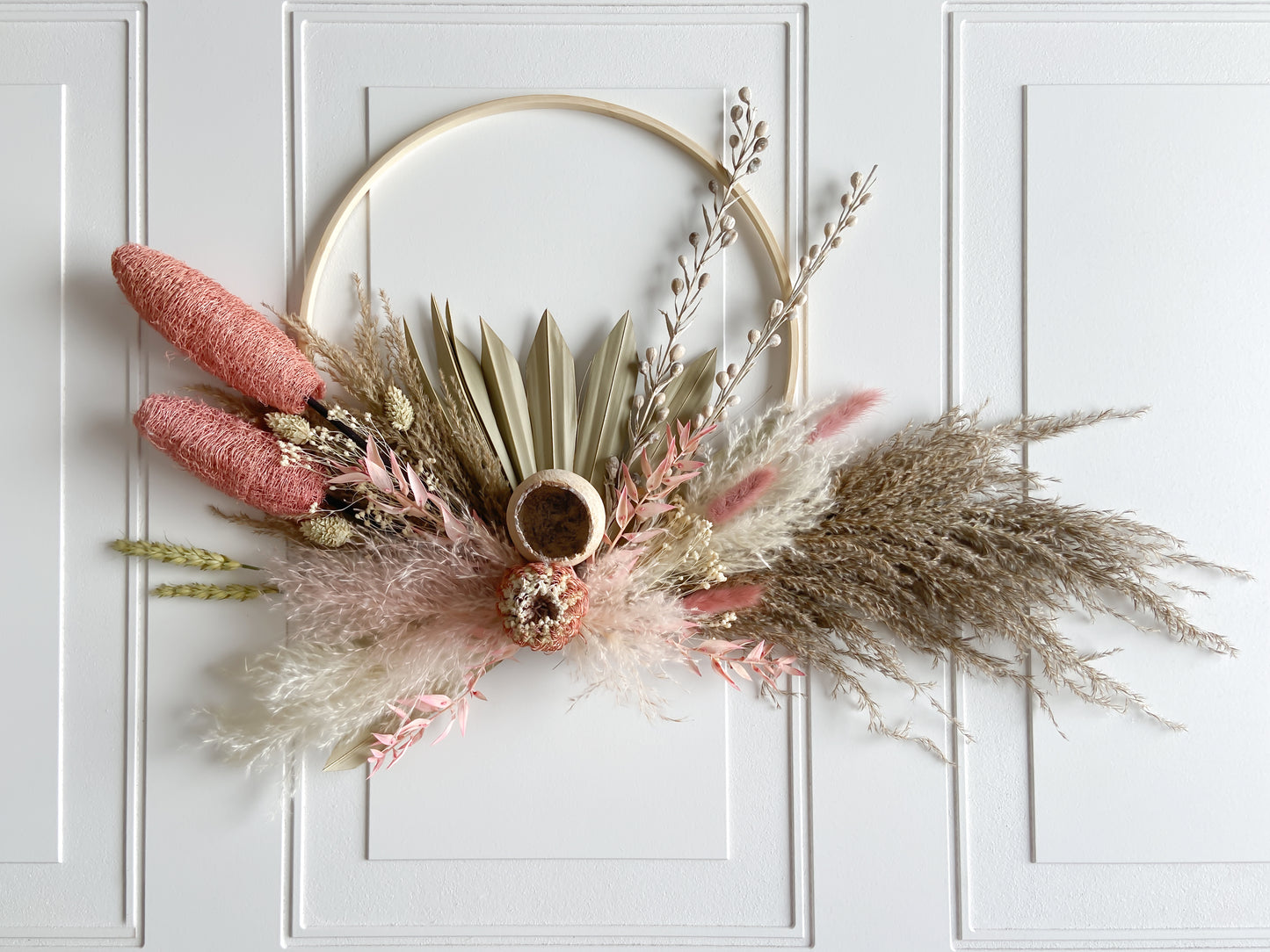 Pink & Neutral Dried Flowers Wreath