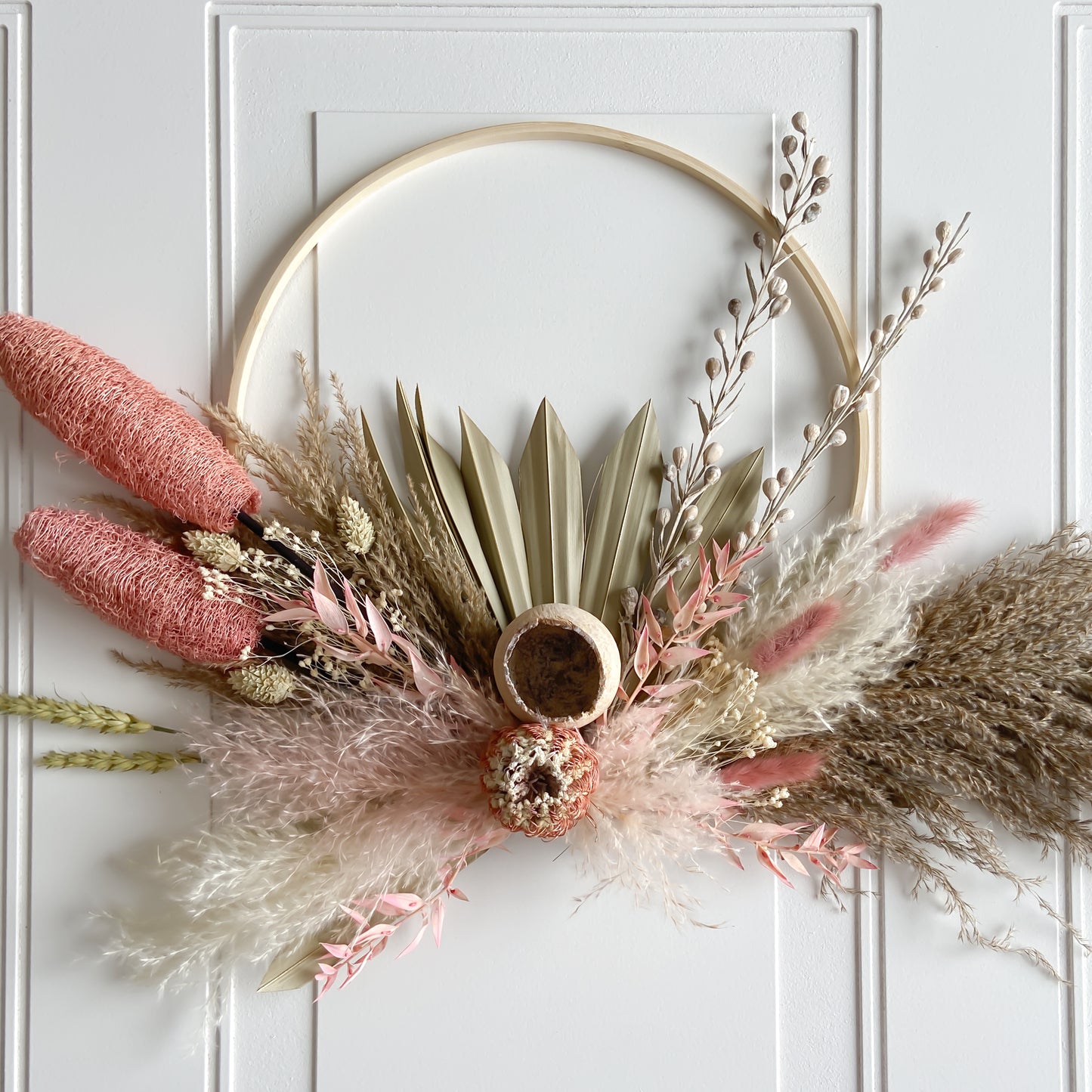 Pink & Neutral Dried Flowers Wreath