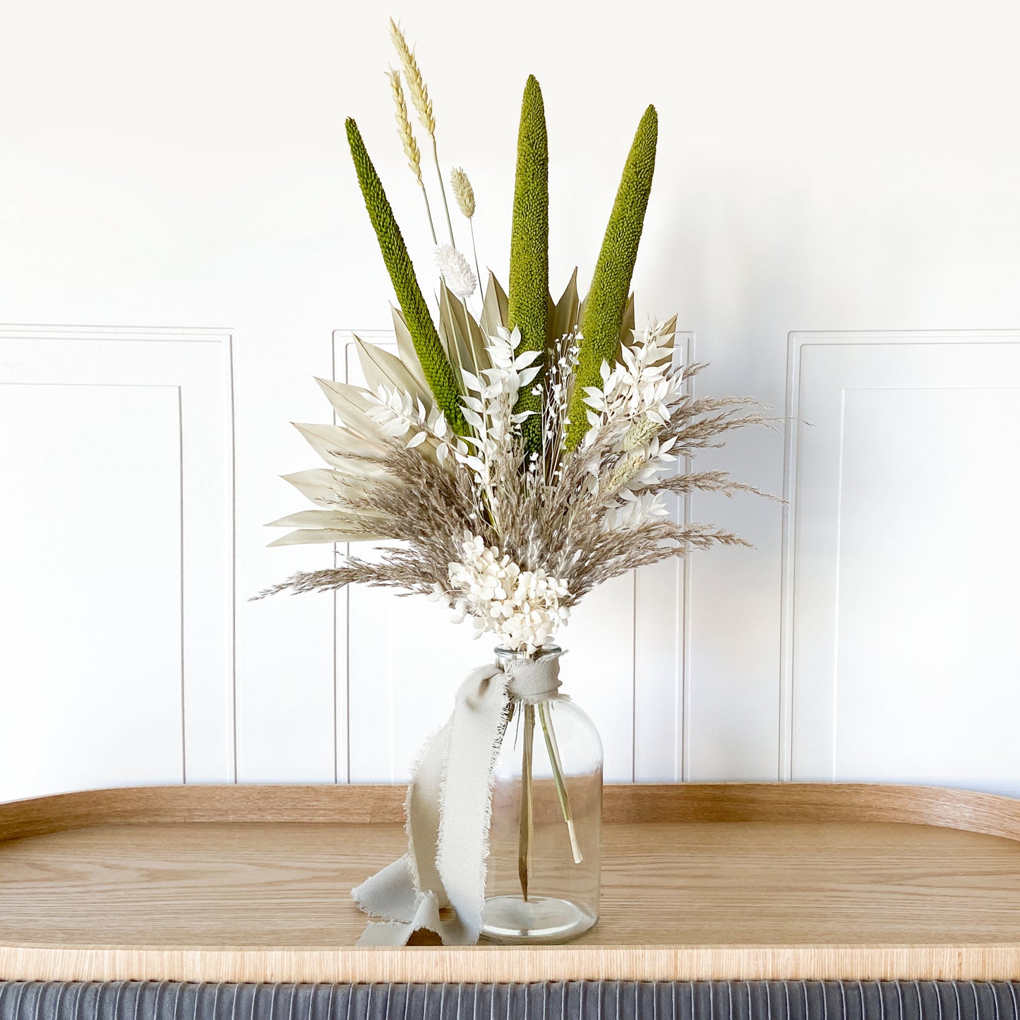 Neutral + Green Dried Flower Bouquet