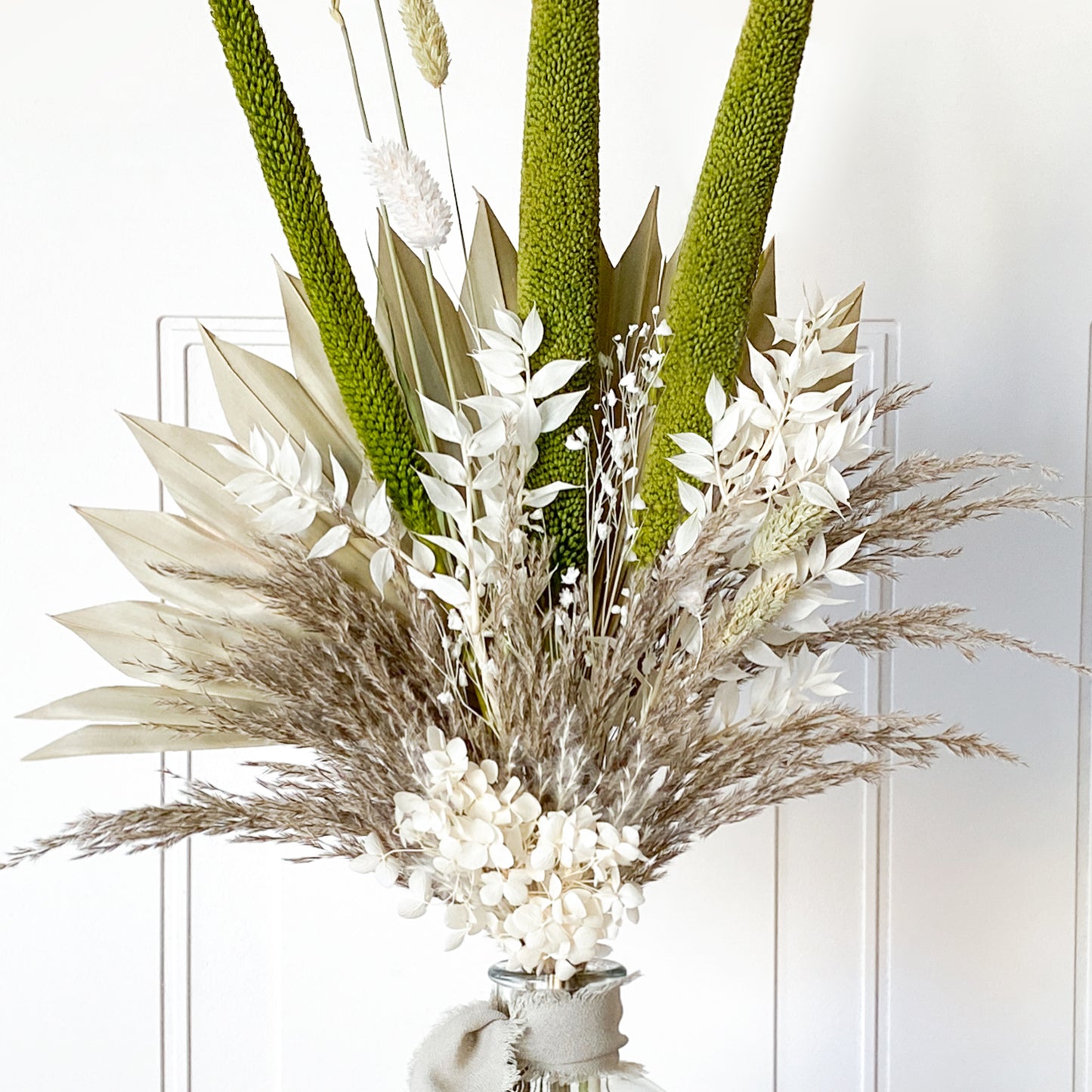 Neutral + Green Dried Flower Bouquet