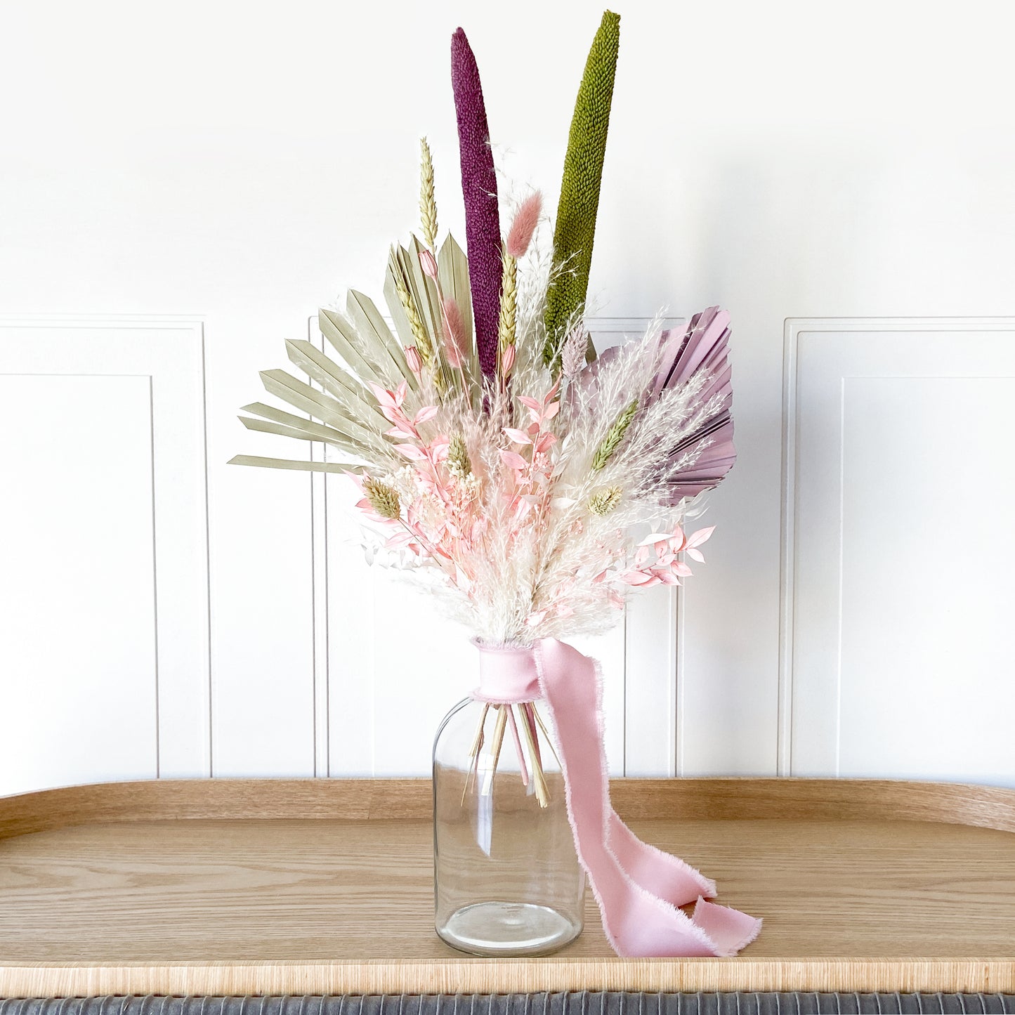 Purple + Green Dried Flower Bouquet