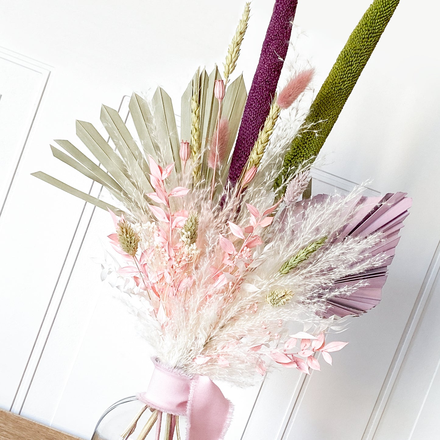 Purple + Green Dried Flower Bouquet