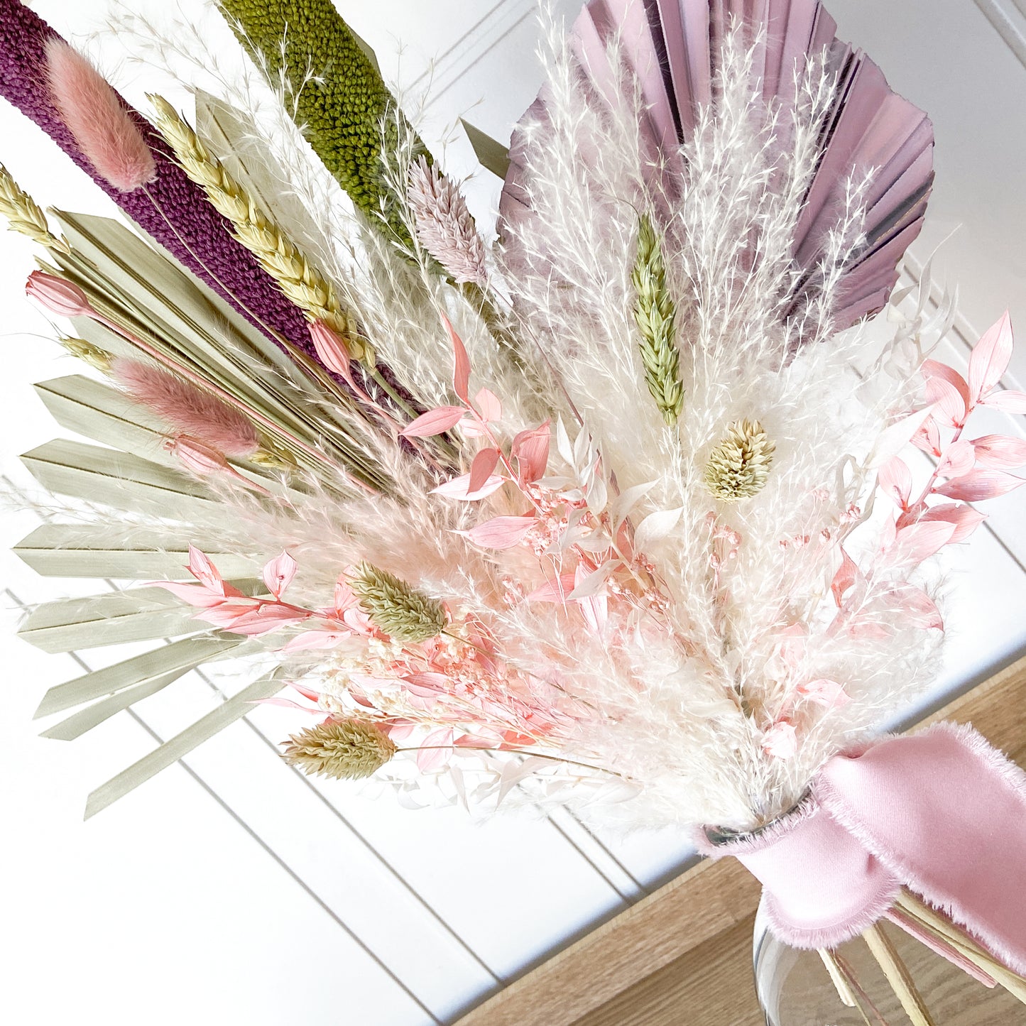 Purple + Green Dried Flower Bouquet