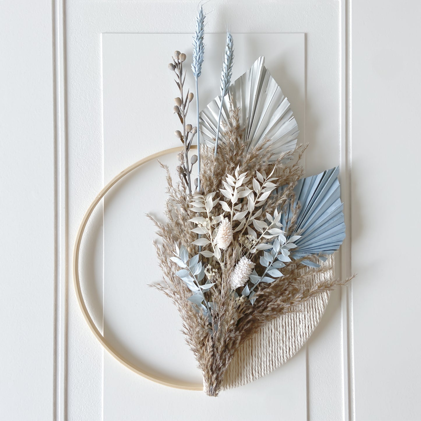 Hues Of Blue Dried Flowers Macramé Wreath