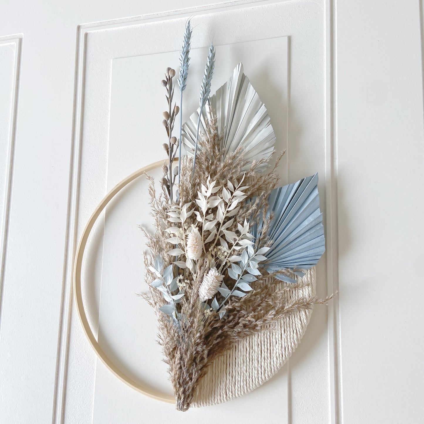 Hues Of Blue Dried Flowers Macramé Wreath