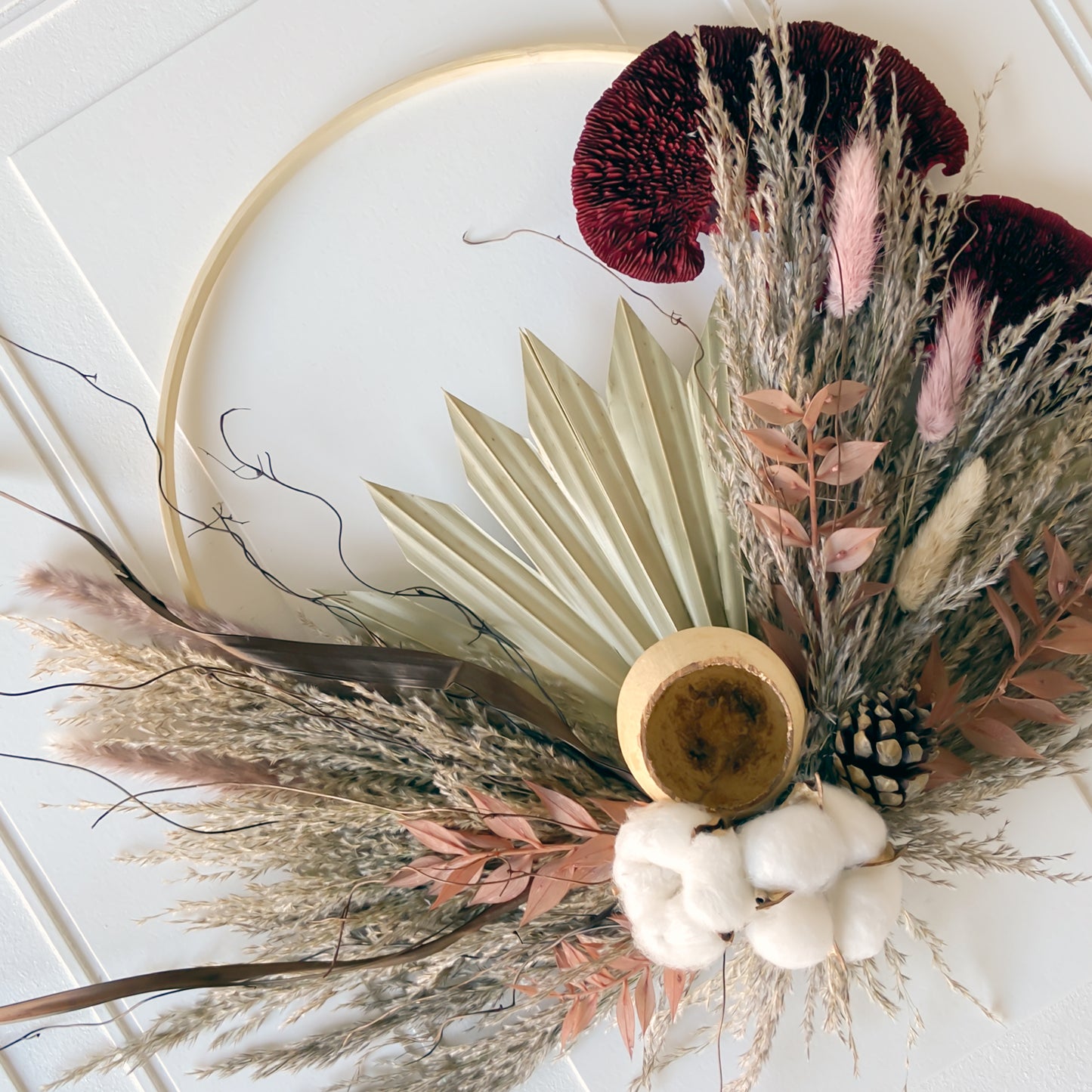 Rustic Mushroom + Dried Flowers Wreath