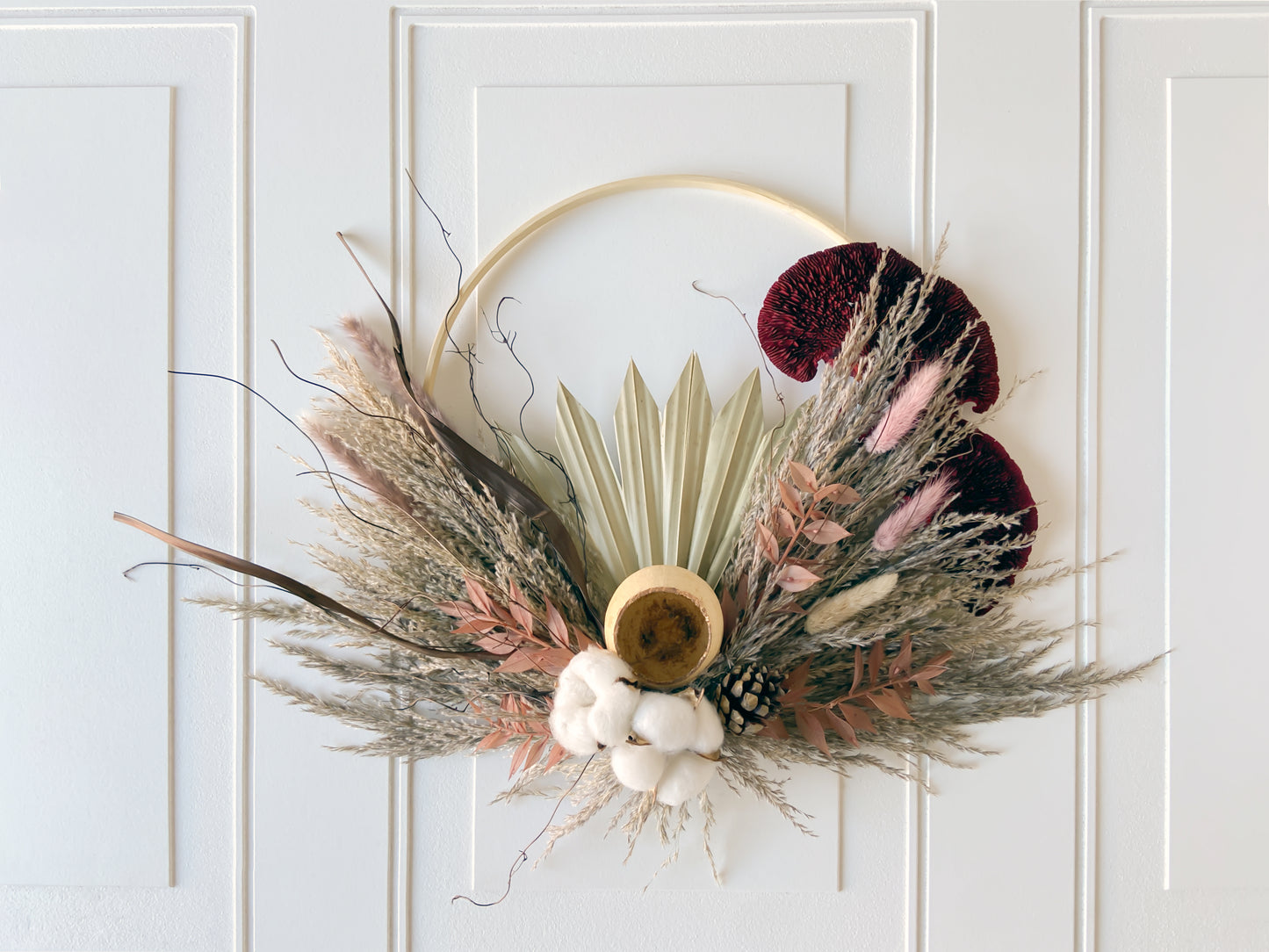 Rustic Mushroom + Dried Flowers Wreath