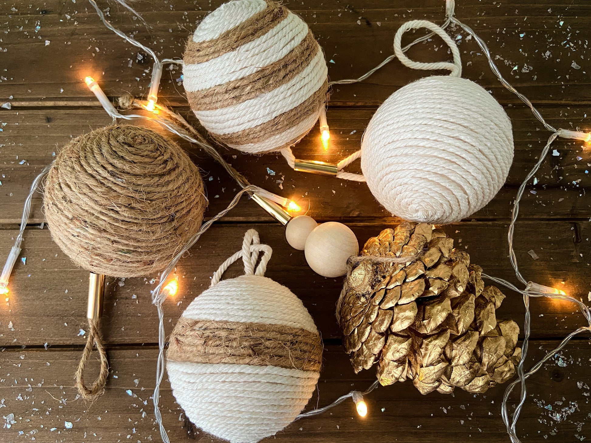 Set Of Rustic Chic Handmade Ornaments