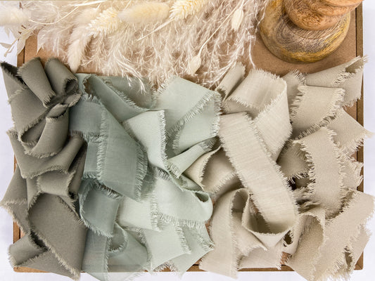 Greens & Neutrals Hand-Frayed Ribbon