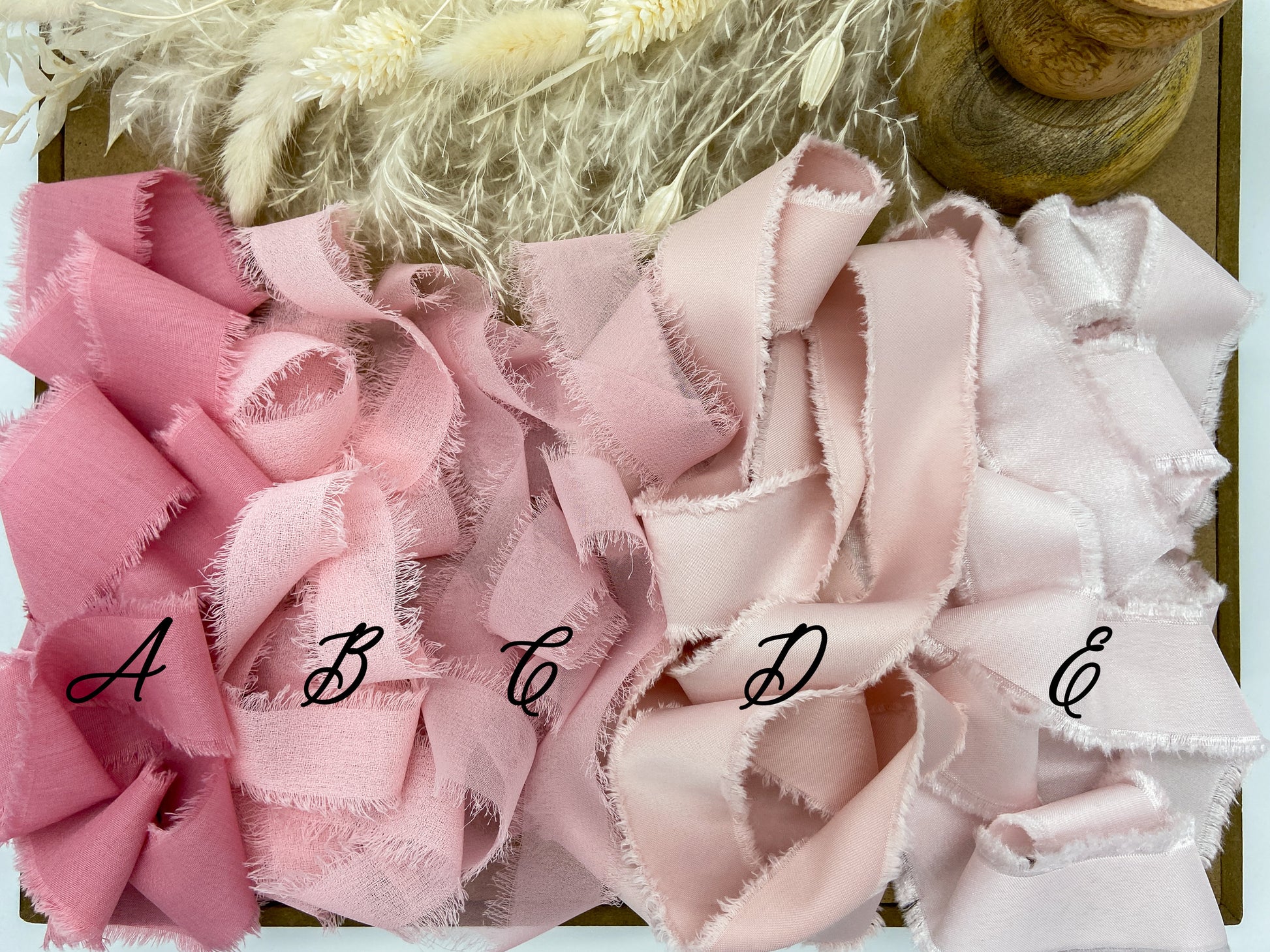 Pinks Hand-Frayed Ribbon