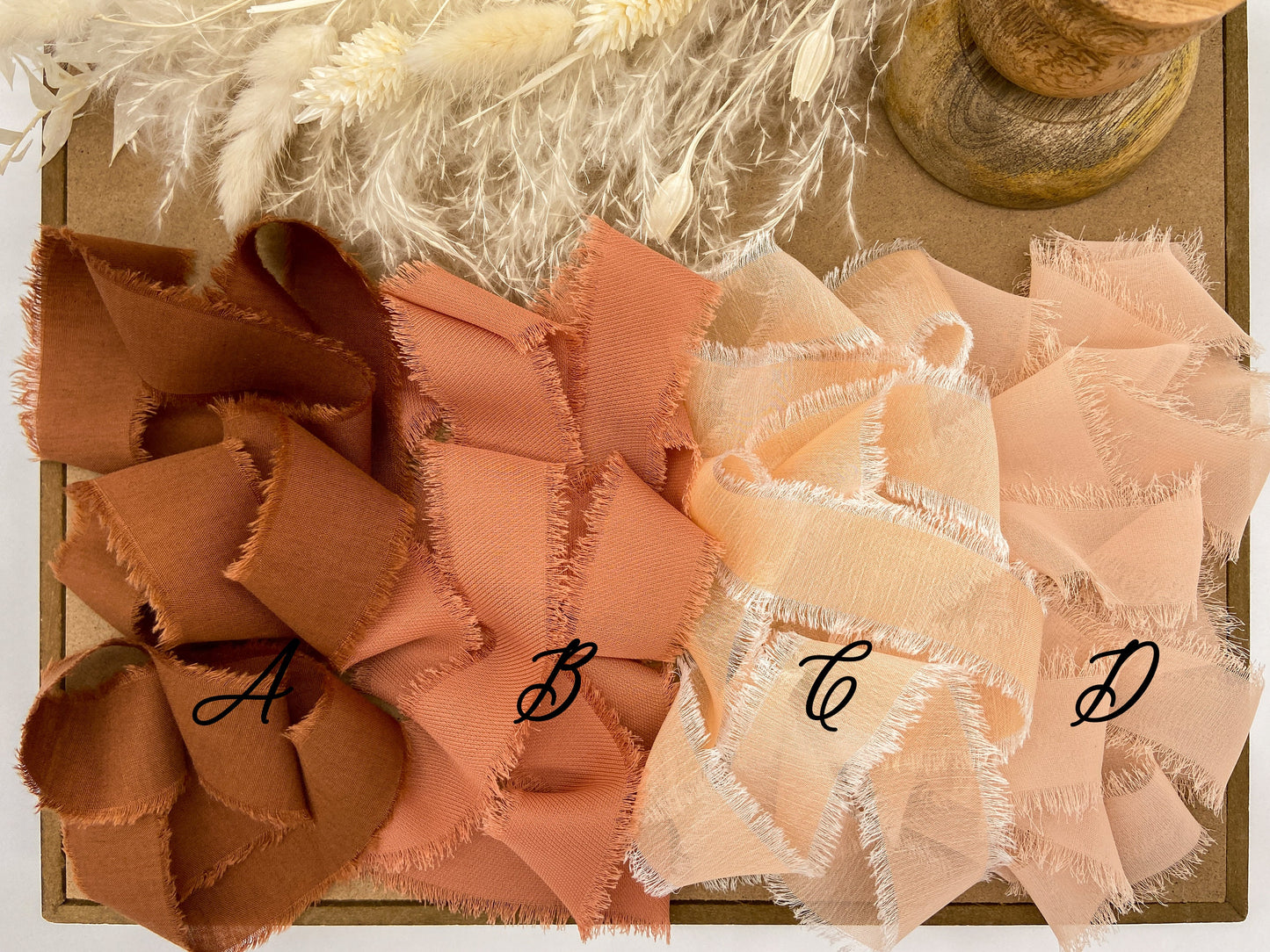 Browns & Peaches Hand-Frayed Ribbon