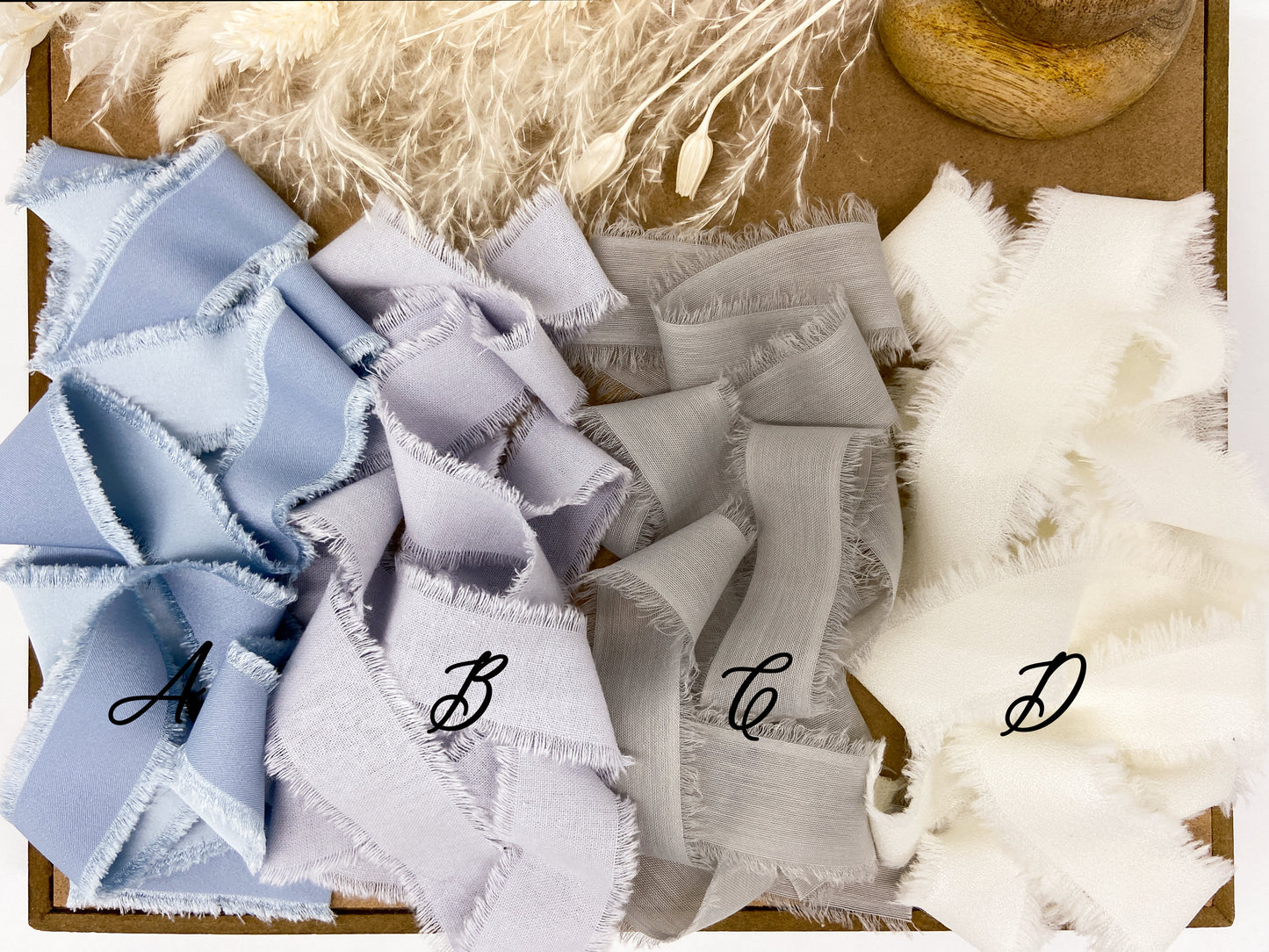 Blues & Grays Hand-Frayed Ribbon