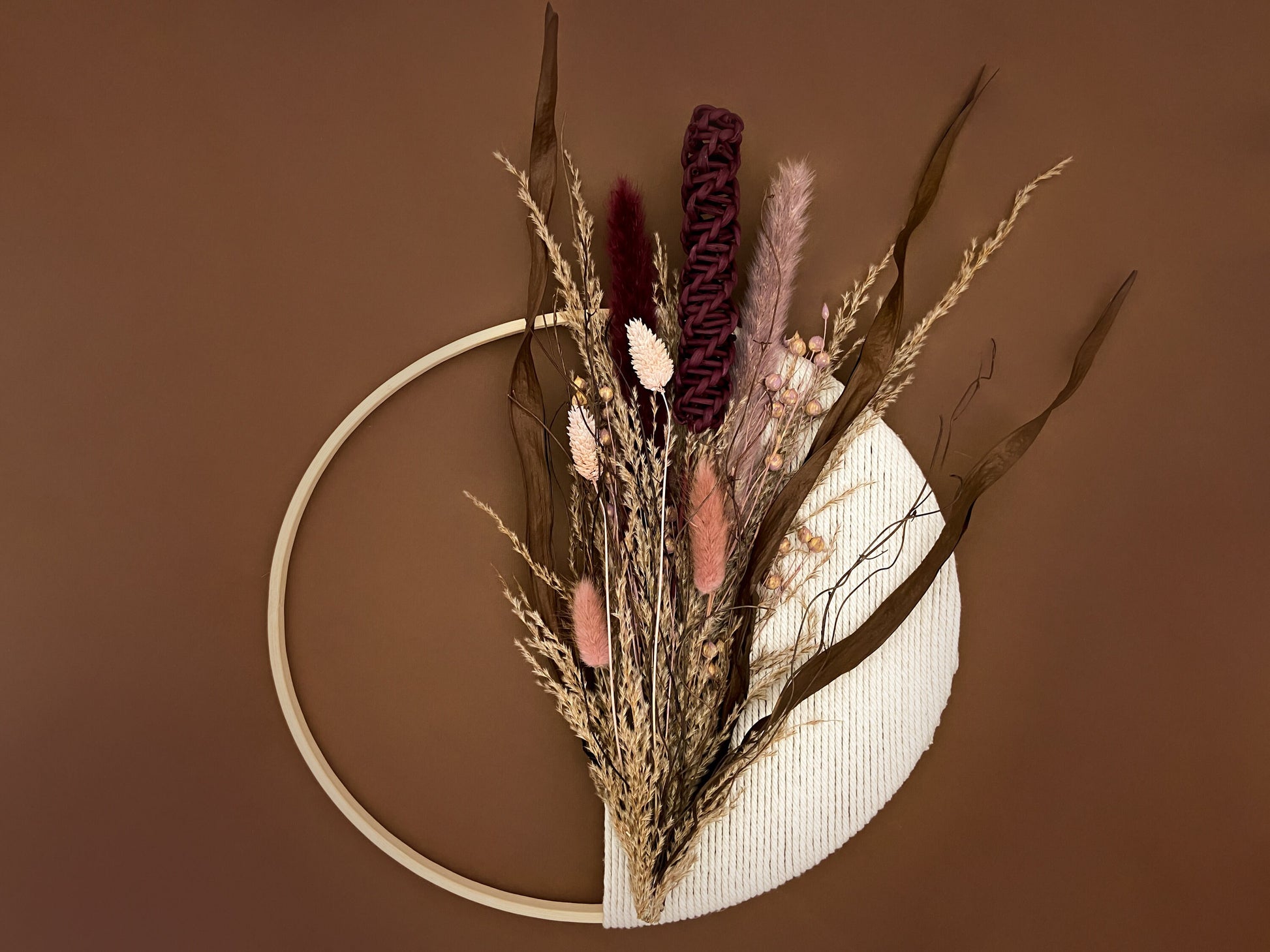 Warm Toned Dried Flowers Macramé Wreath