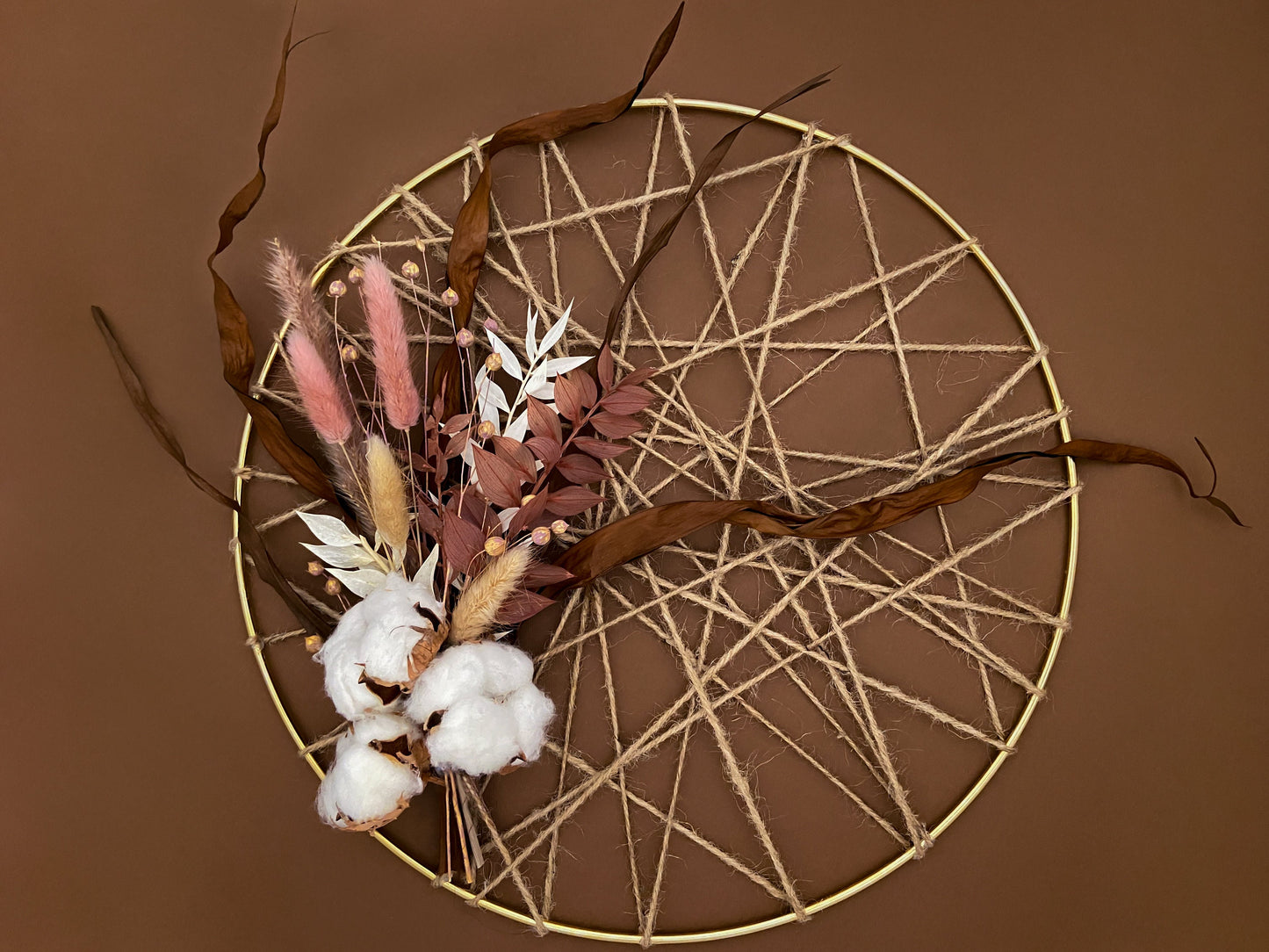 Warm Toned Rustic Dried Flowers Wreath