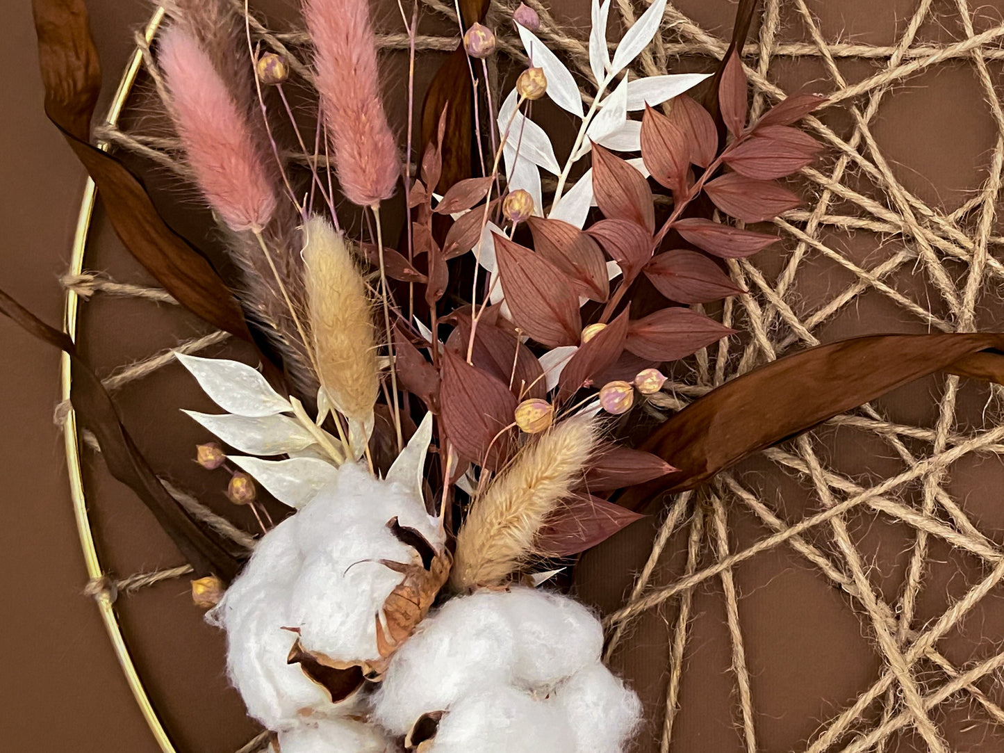 Warm Toned Rustic Dried Flowers Wreath