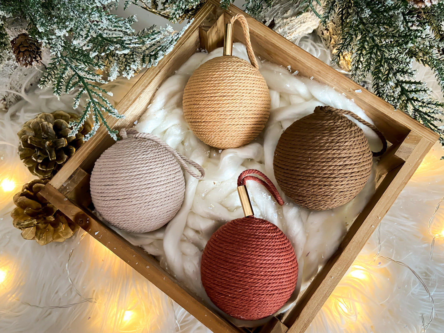 4-Piece Set Of Rustic Handmade Ornaments