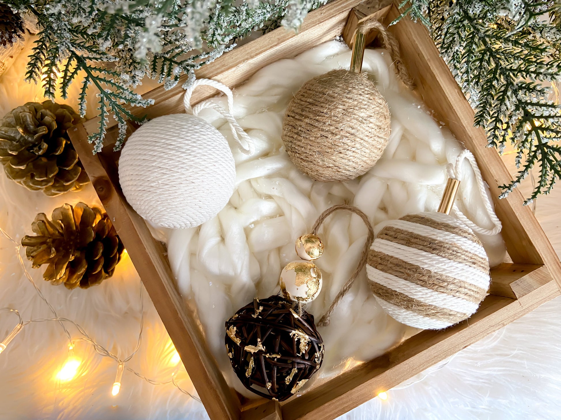 4-Piece Set Of Rustic Handmade Ornaments