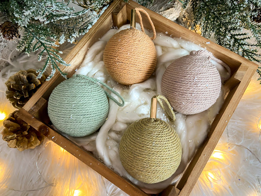 4-Piece Set Of Rustic Pastel Handmade Ornaments