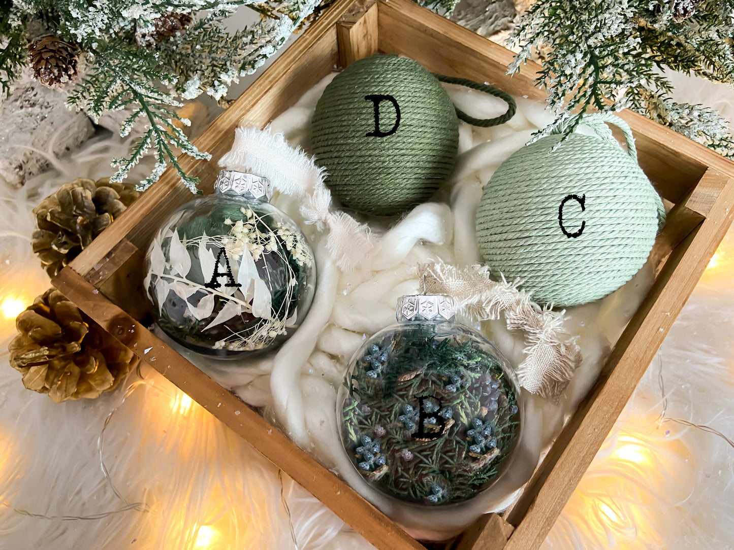 4-Piece Set Of Green Handmade Mixed Ornaments