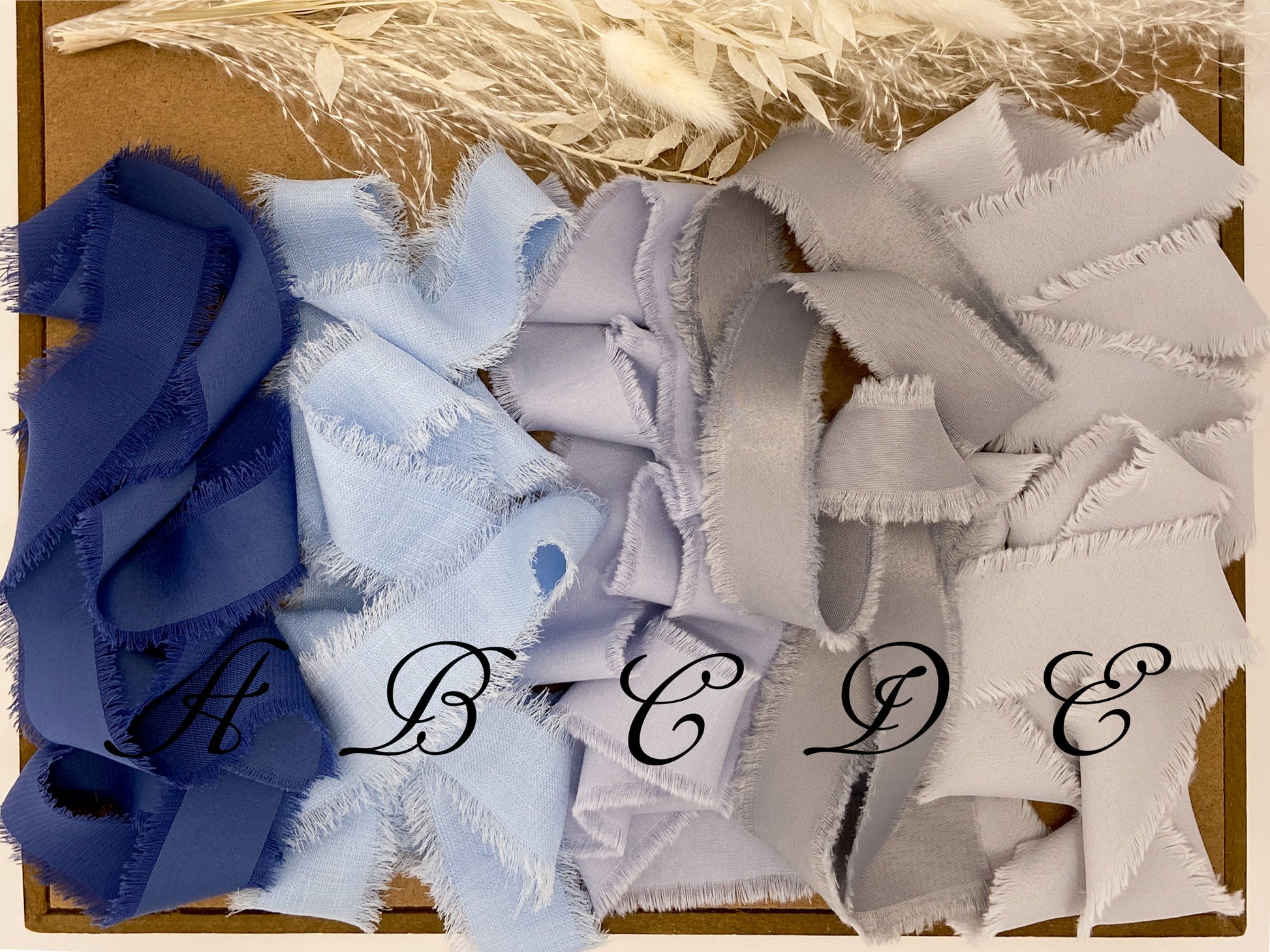 Blues & Grays Hand-Frayed Ribbon