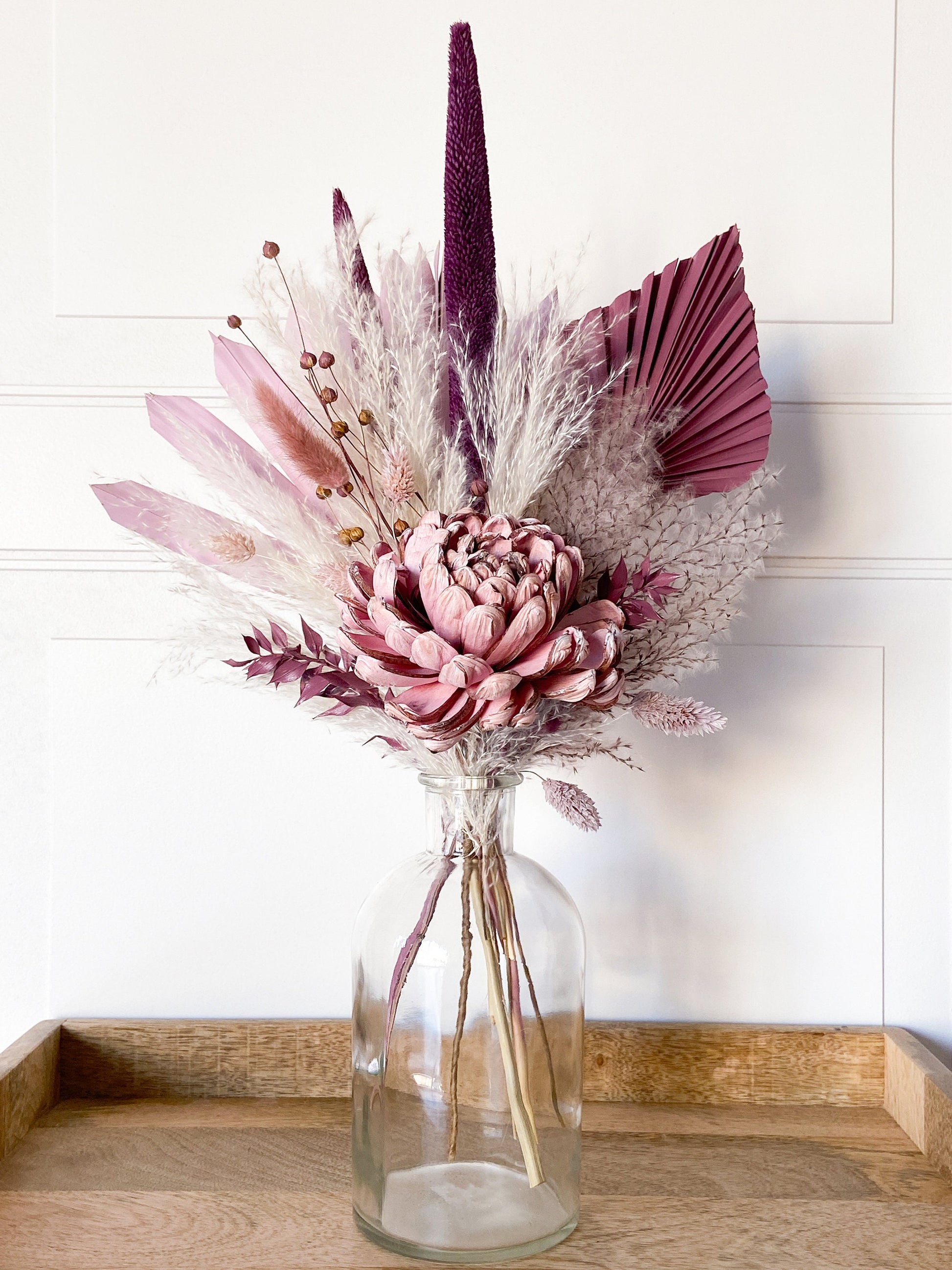 Purple & Neutral Dried Flower Bouquet