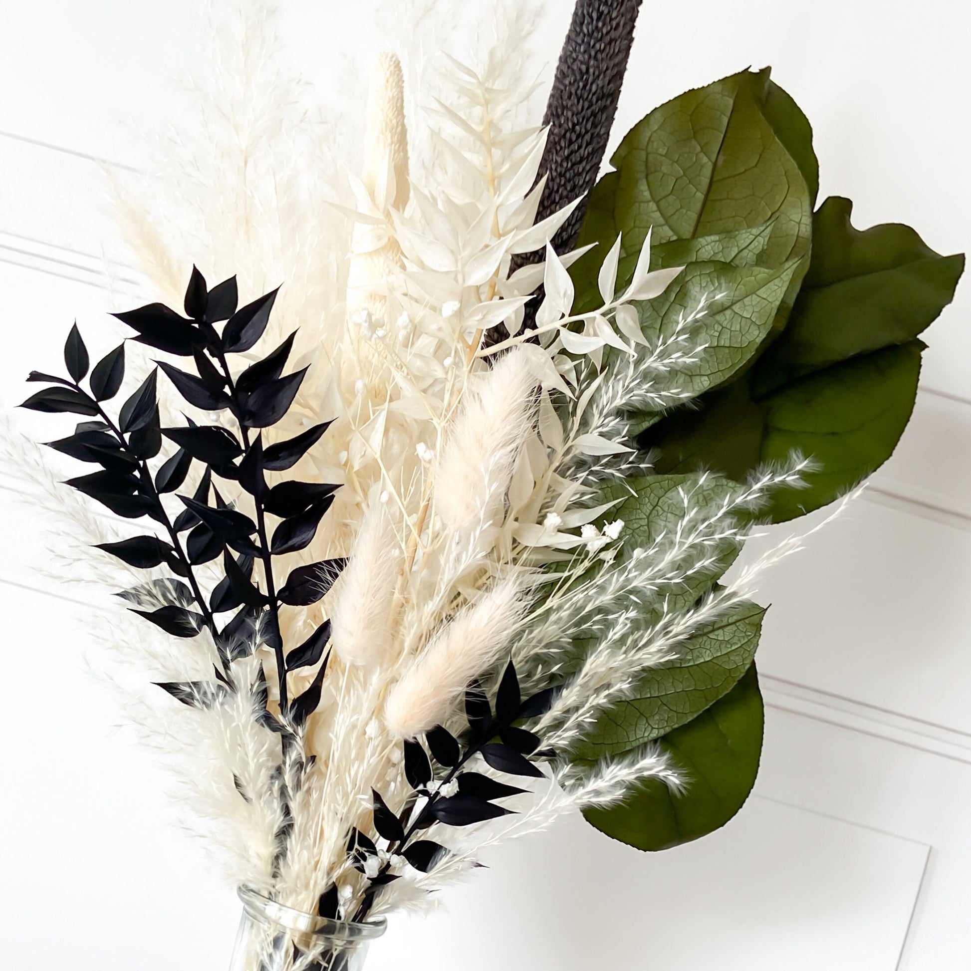 Green & Black Dried Flower Bouquet