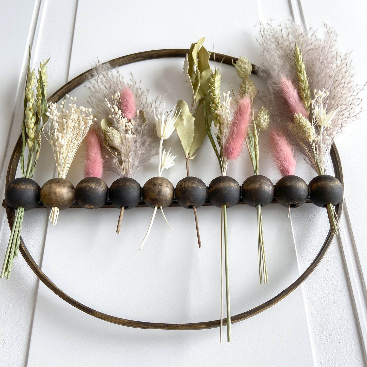 Dried Flowers Wood Bead Wreath