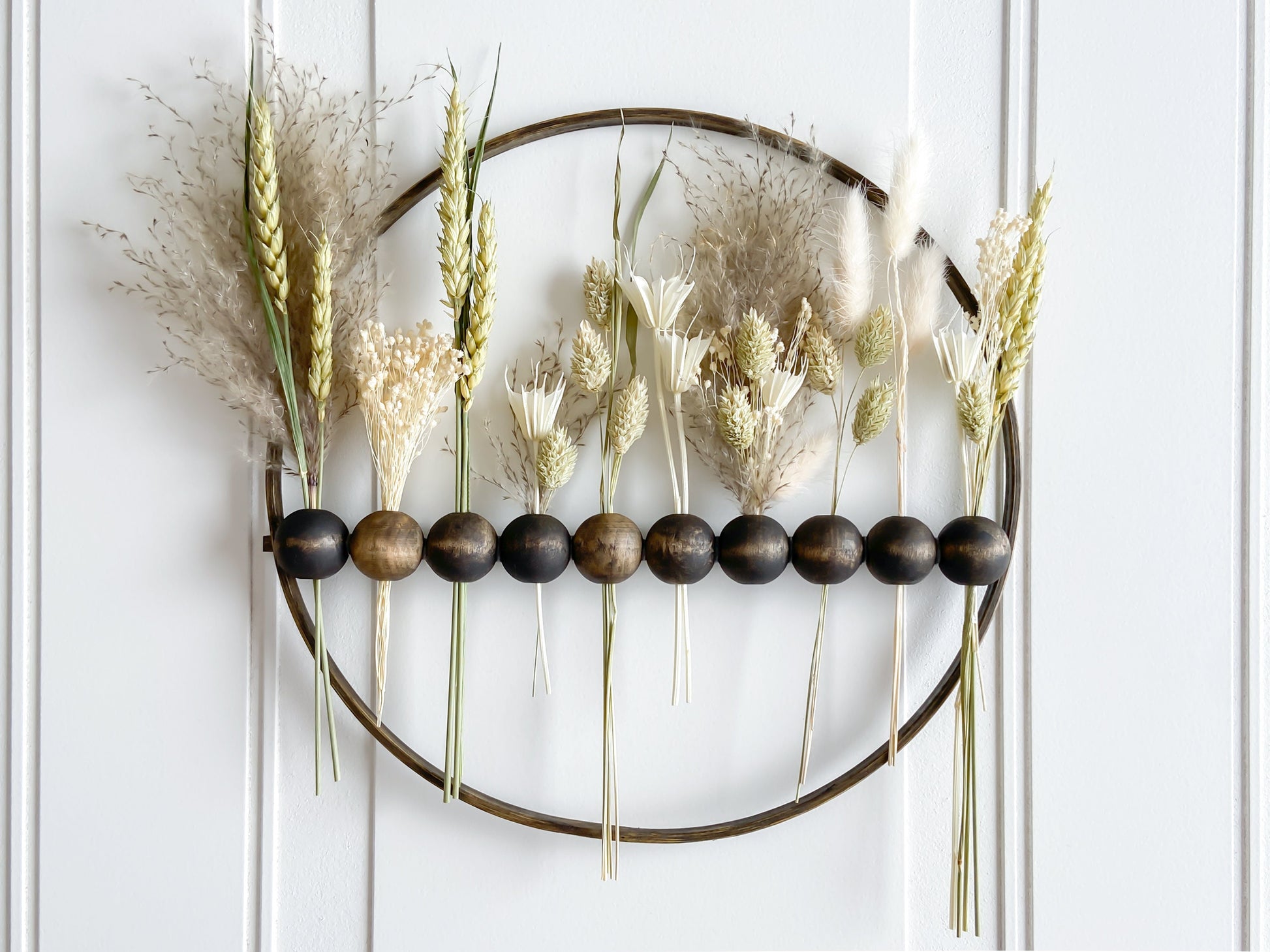 Dried Flowers Wood Bead Wreath