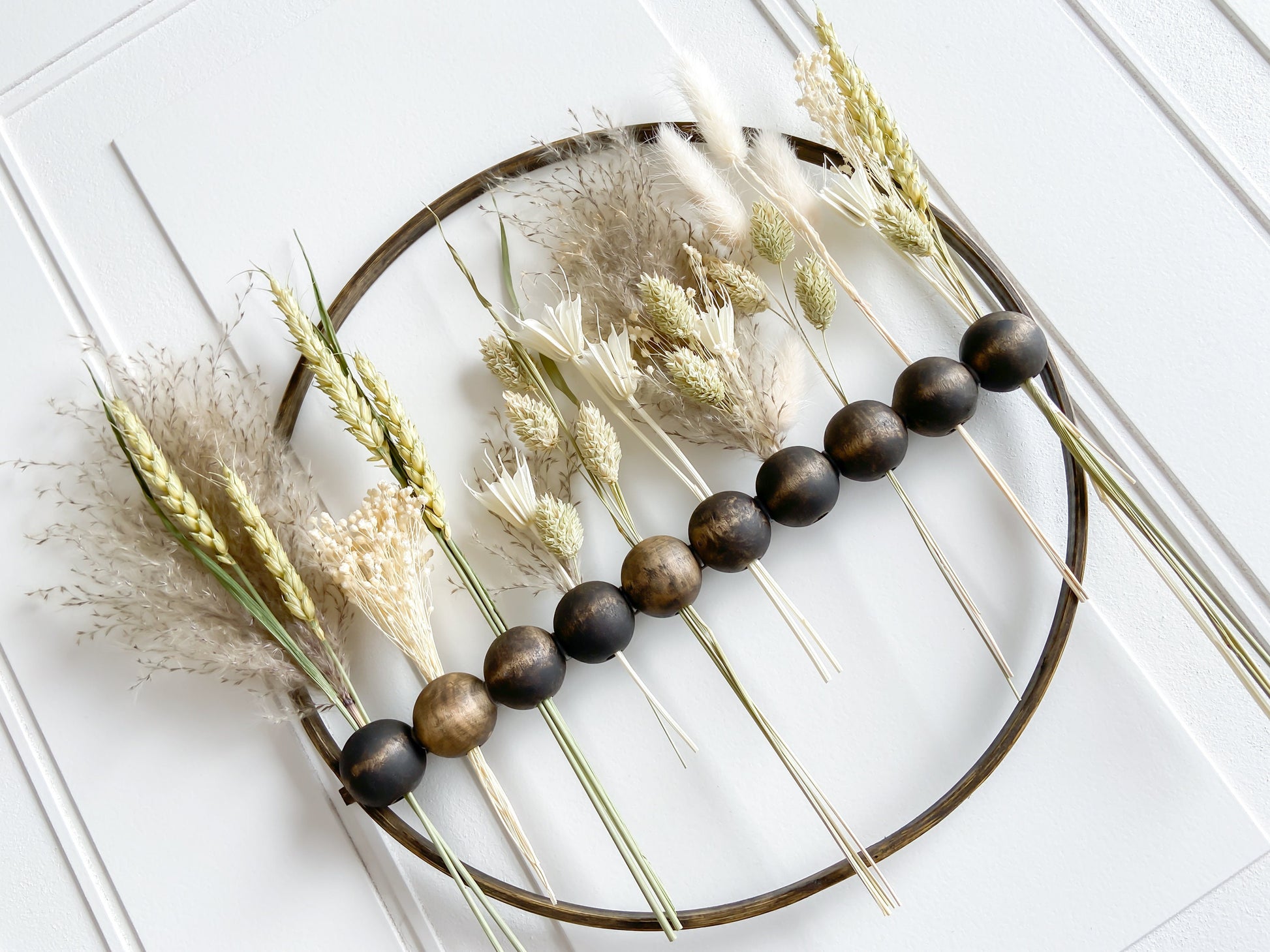 Dried Flowers Wood Bead Wreath