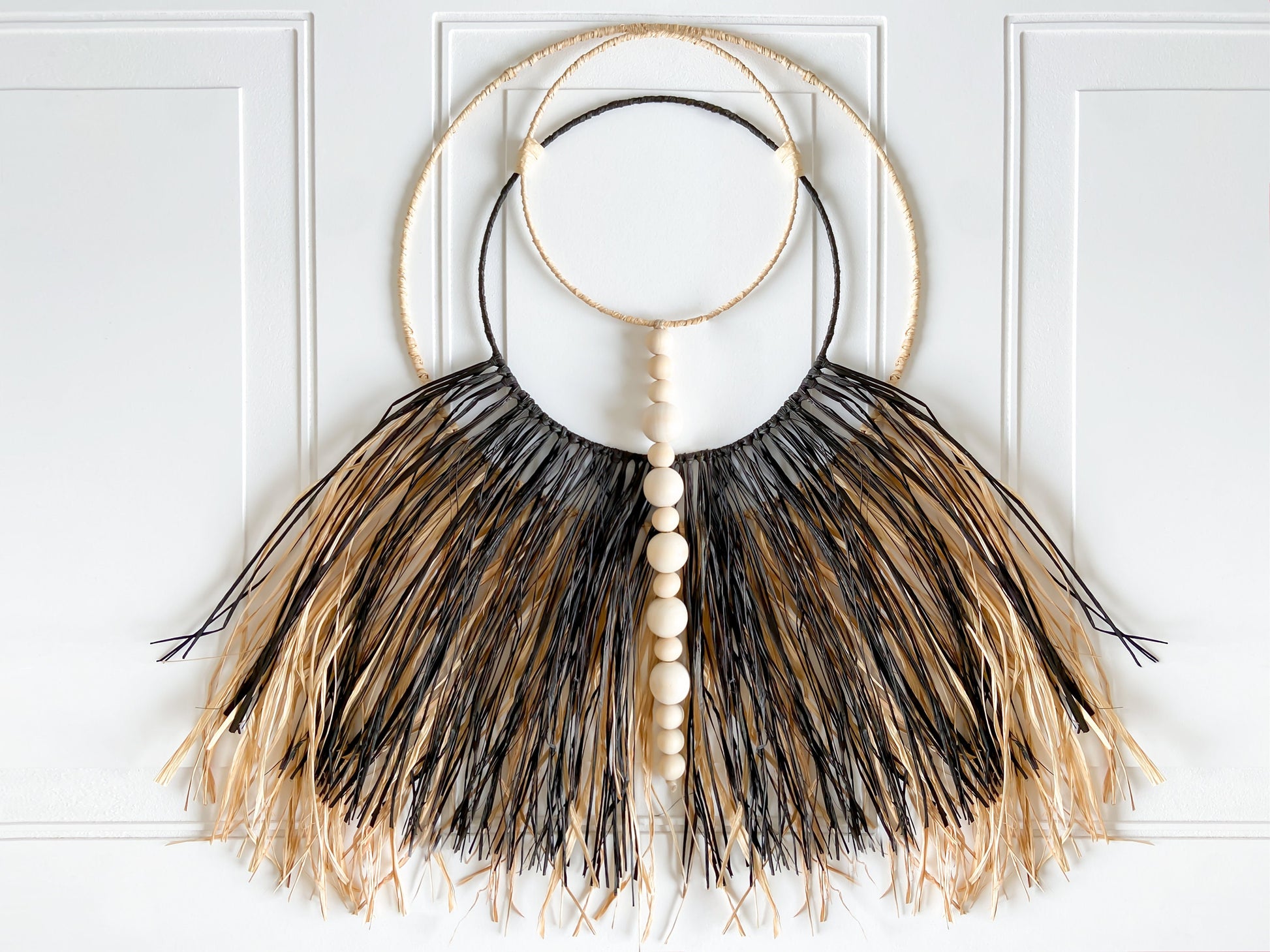 Black & Natural Raffia Wall Hanging