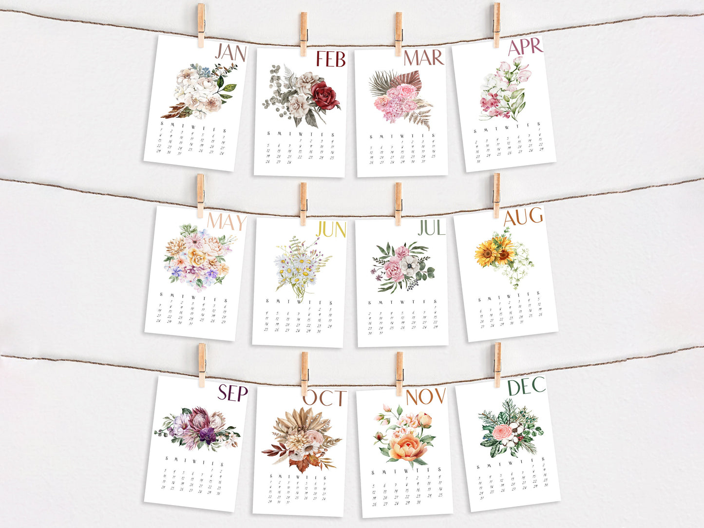 2025 Floral Watercolor Art Desk Calendar