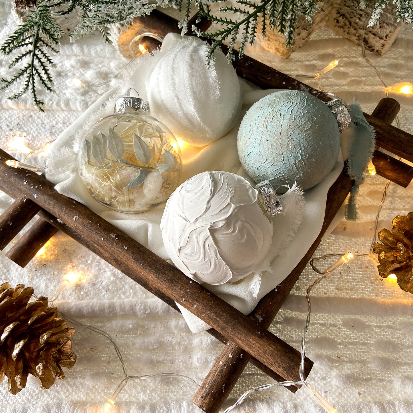 Set Of Blue & White Ornaments