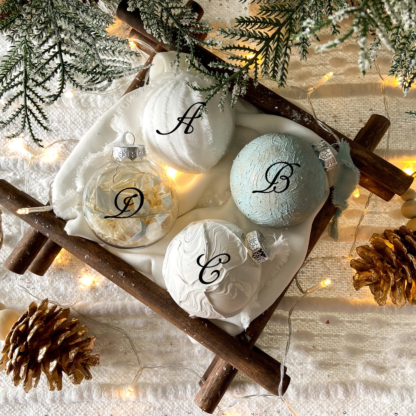 Set Of Blue & White Ornaments