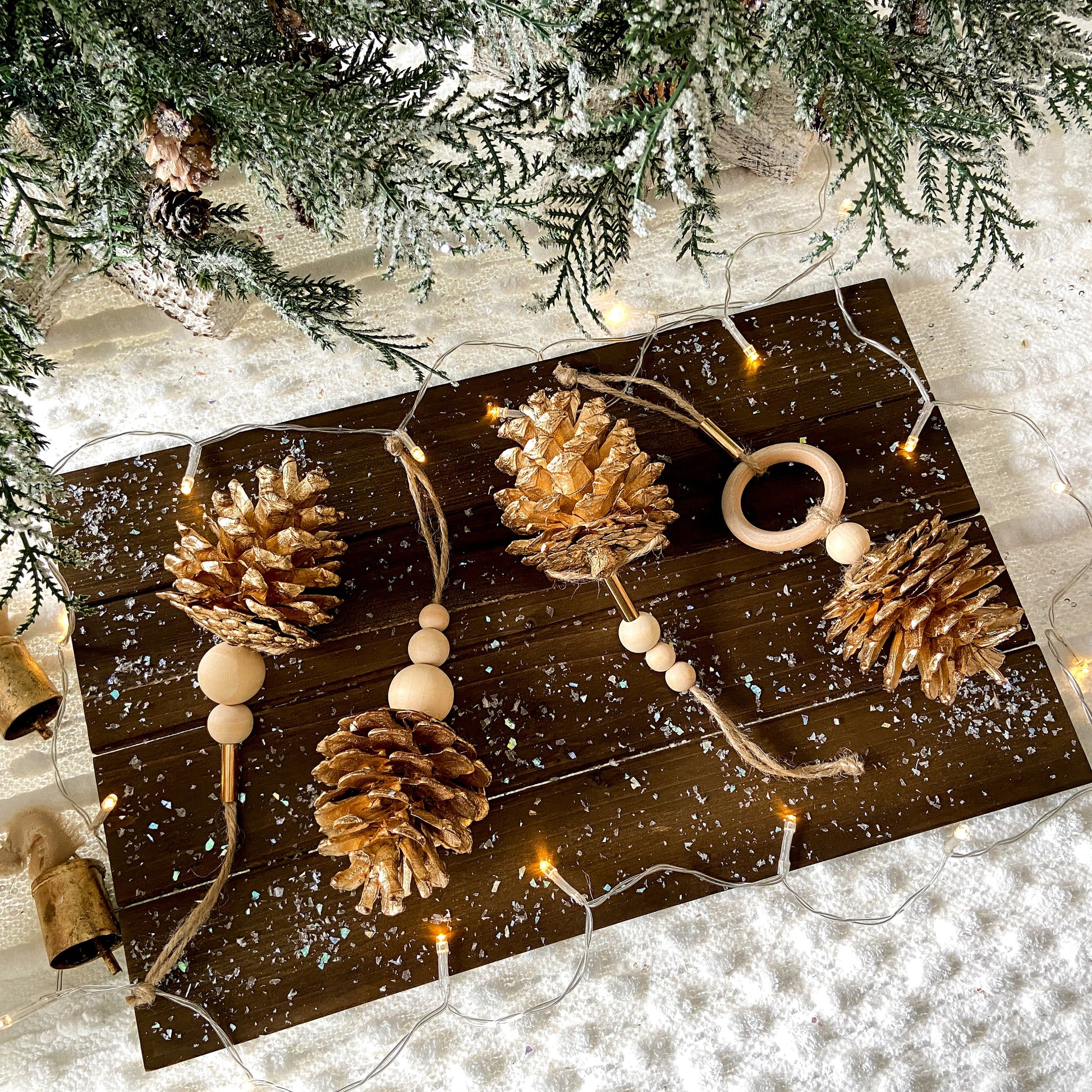 Set Of Pine Cone Ornament Set