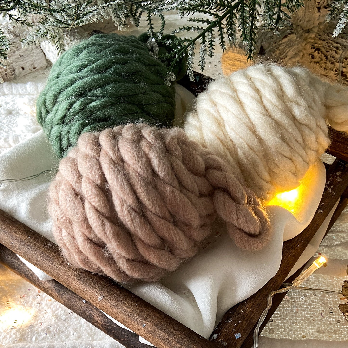 3- Piece Set Of Chunky Yarn Ornaments