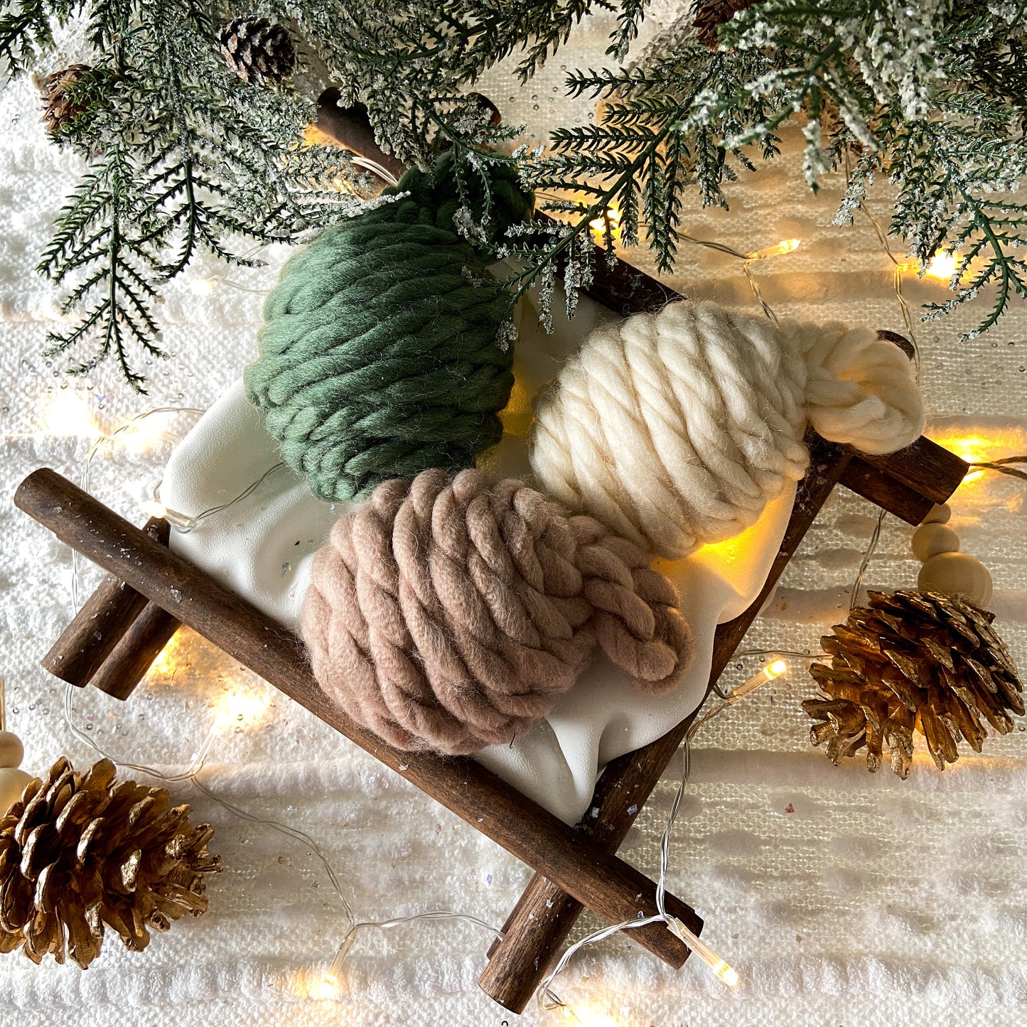 3- Piece Set Of Chunky Yarn Ornaments