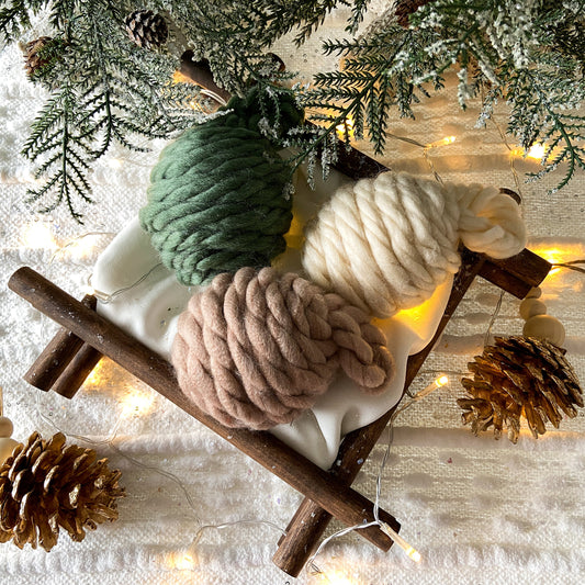 3- Piece Set Of Chunky Yarn Ornaments