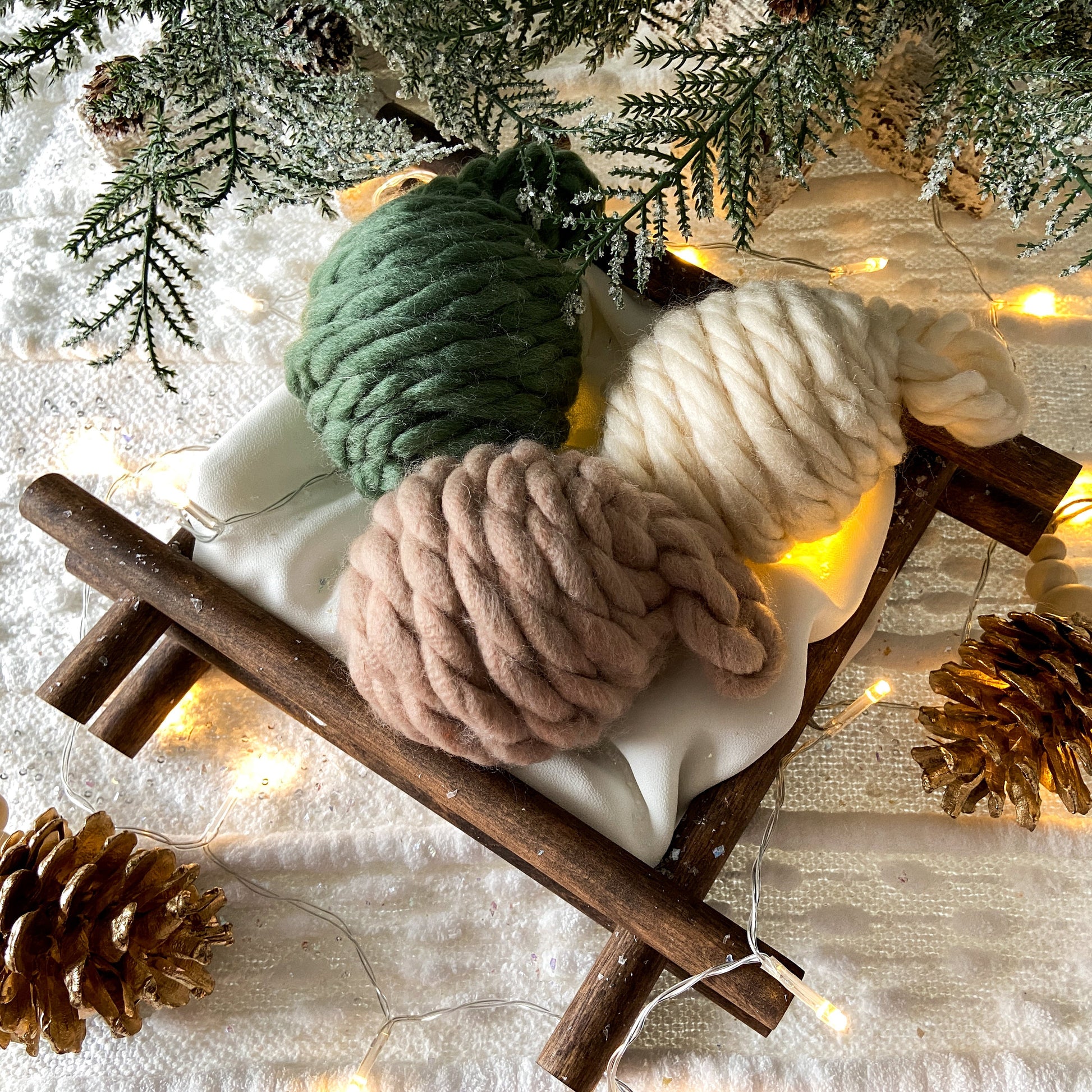 3- Piece Set Of Chunky Yarn Ornaments