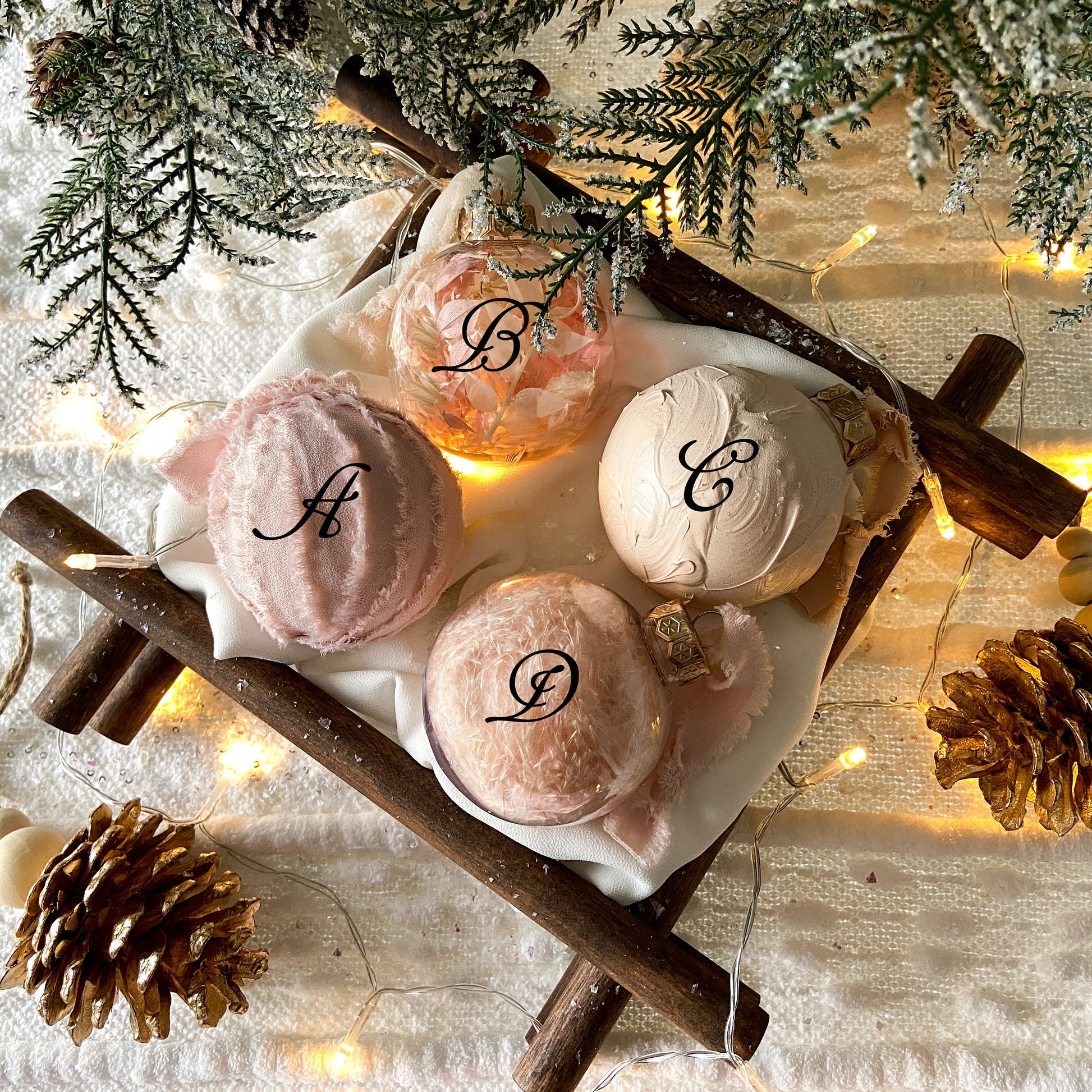 Set Of Pink & Neutral Ornaments