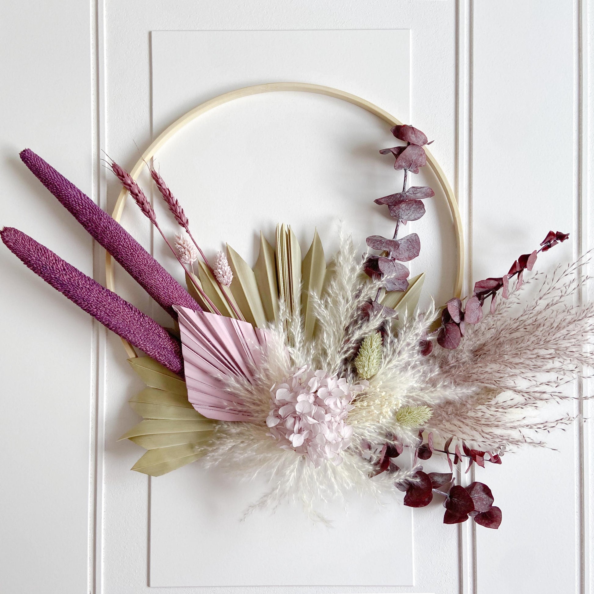 Purple & Neutral Dried Flowers Wreath