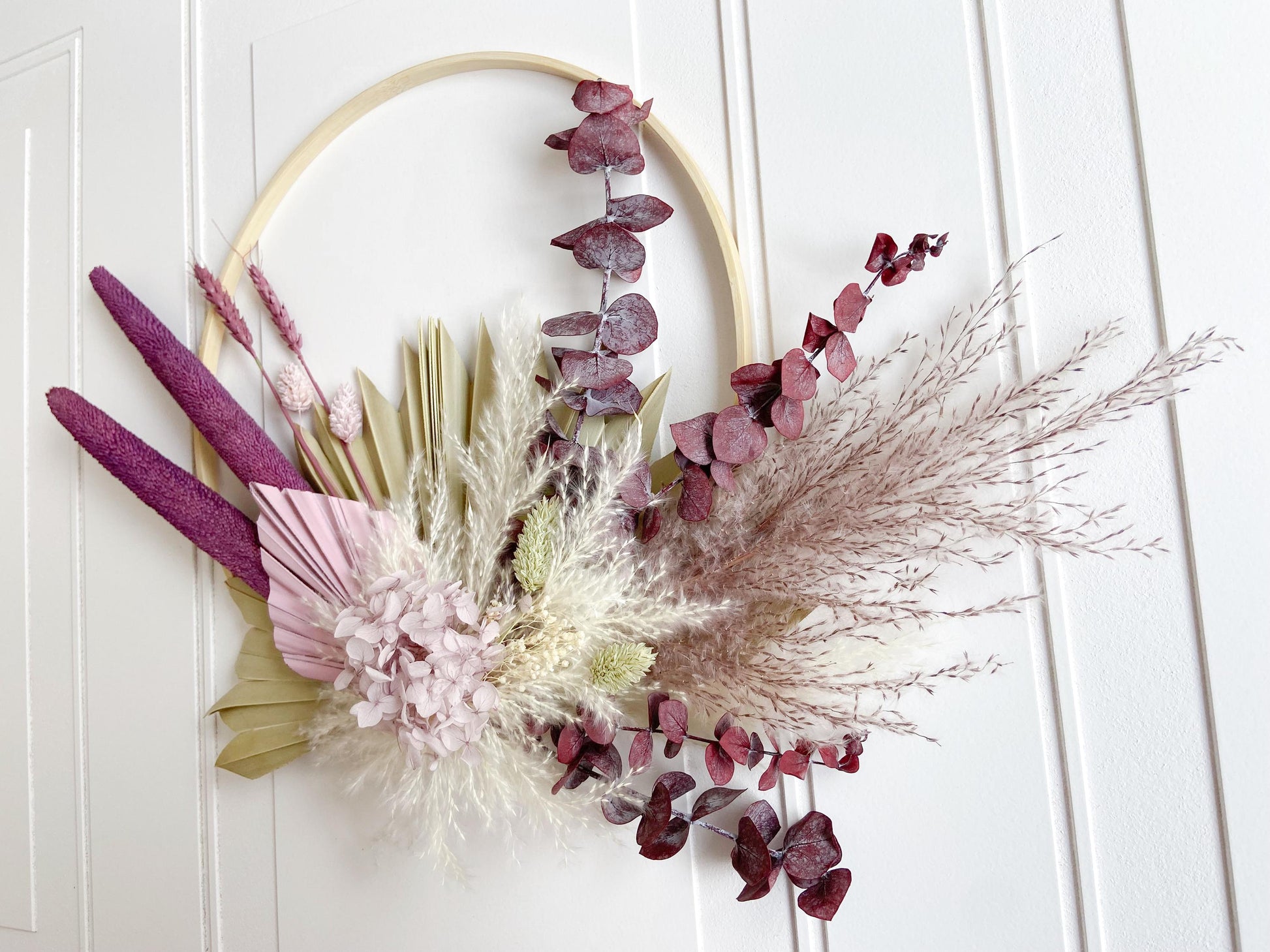 Purple & Neutral Dried Flowers Wreath