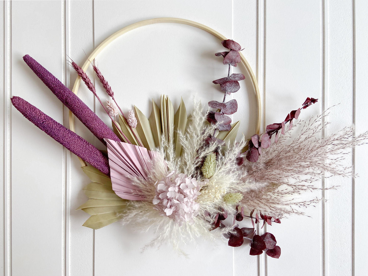 Purple & Neutral Dried Flowers Wreath