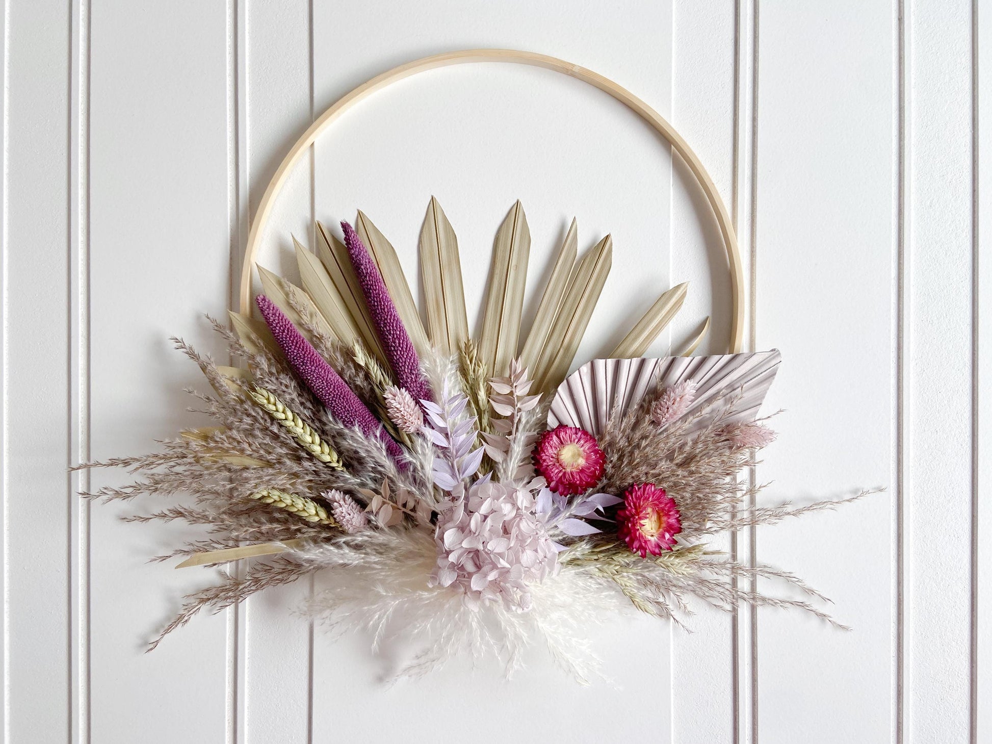 Purple & Neutral Dried Flowers Wreath