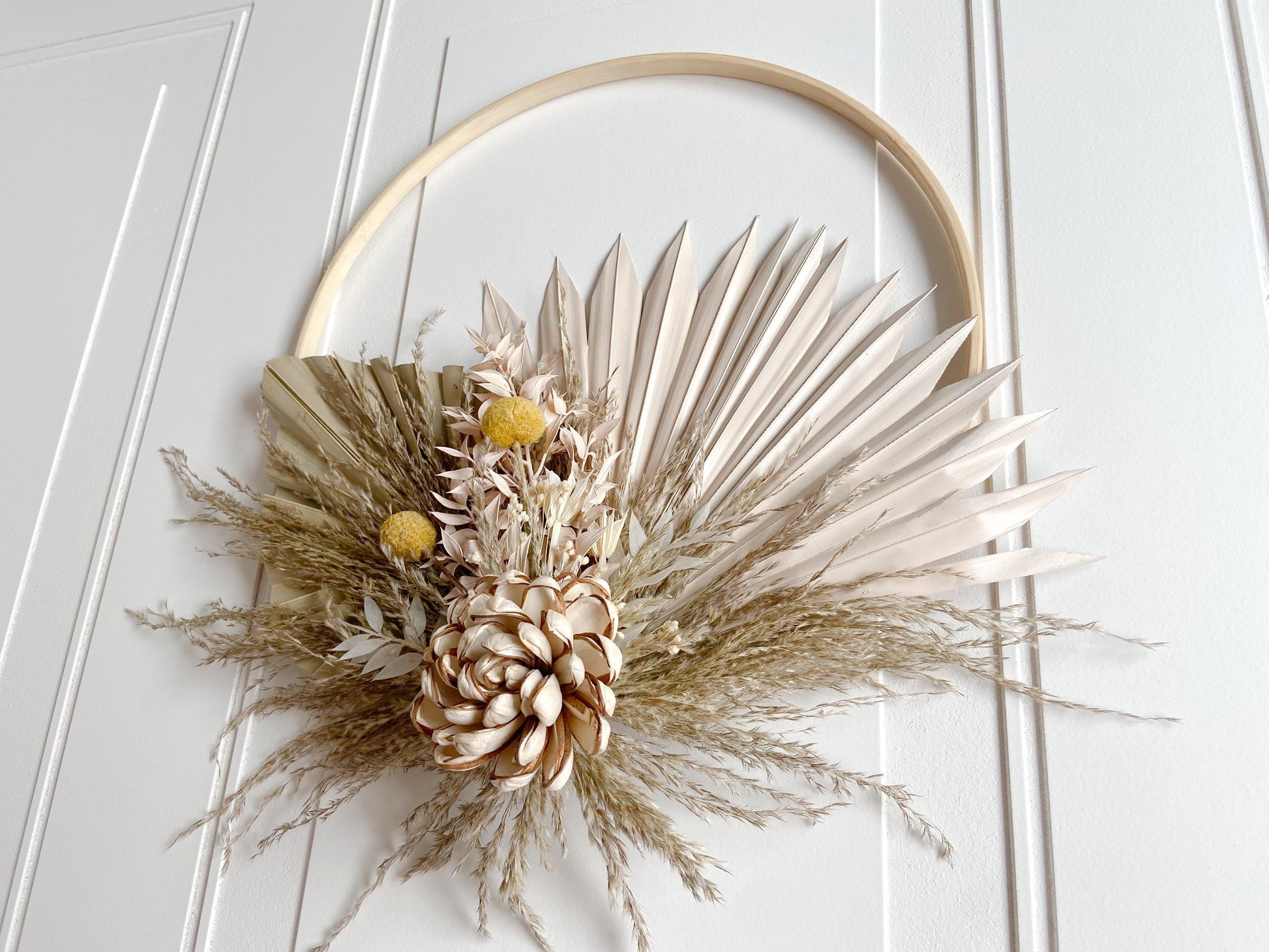 Yellow & Neutral Dried Flowers Wreath