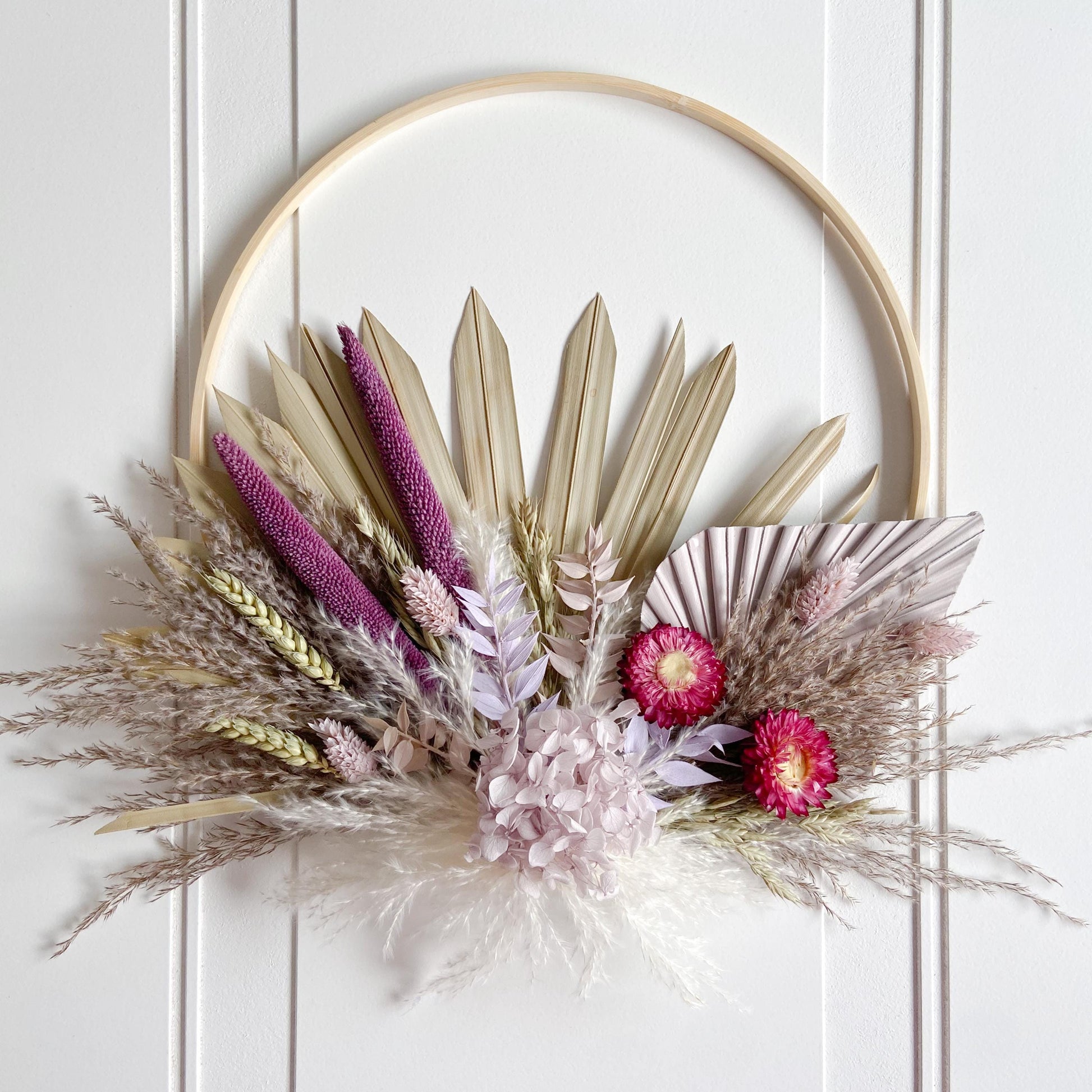 Purple & Neutral Dried Flowers Wreath