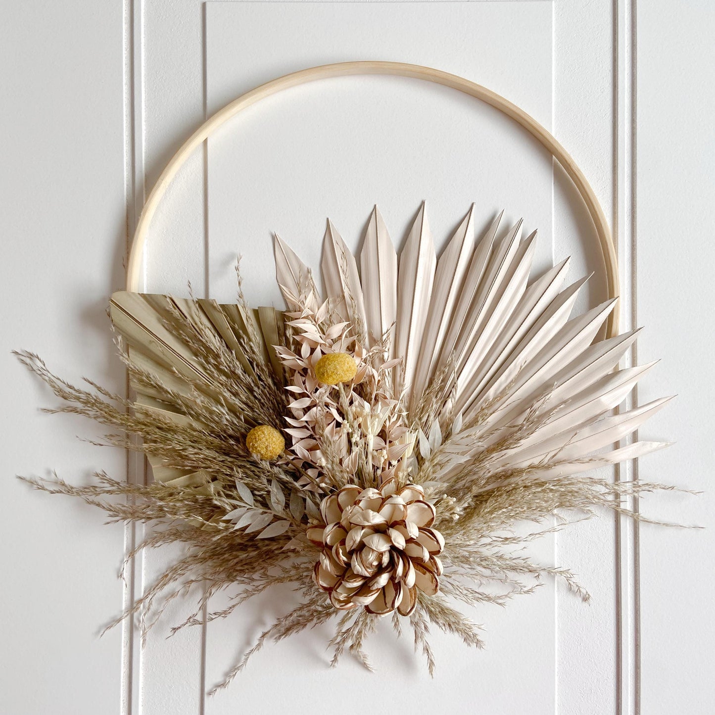 Yellow & Neutral Dried Flowers Wreath