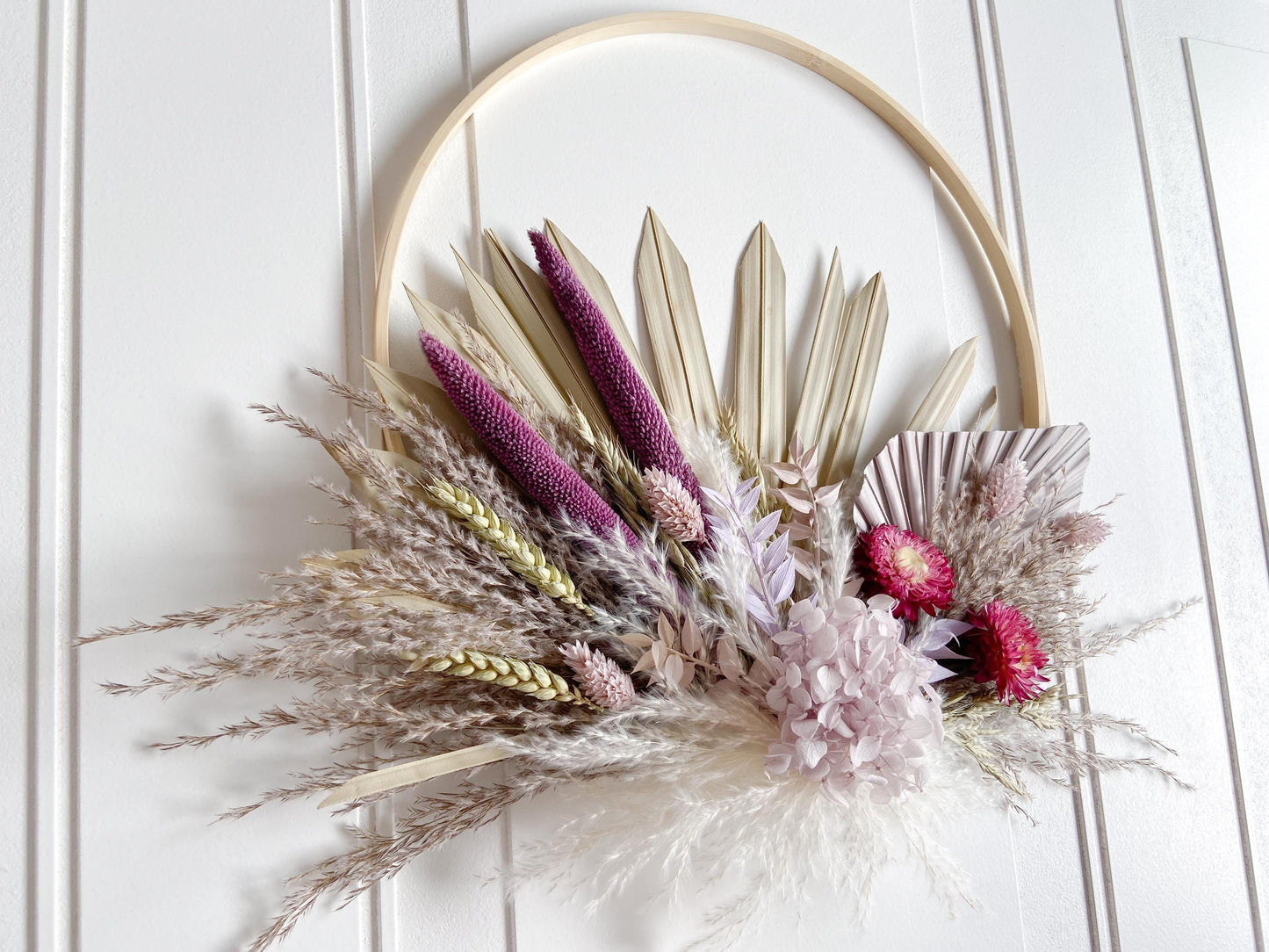 Purple & Neutral Dried Flowers Wreath