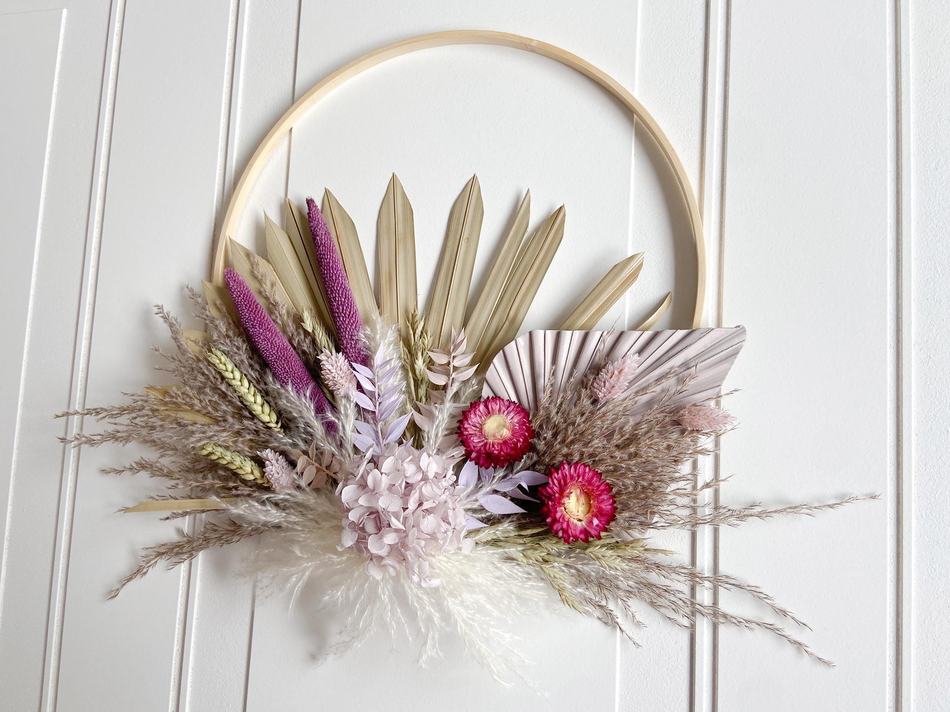 Purple & Neutral Dried Flowers Wreath